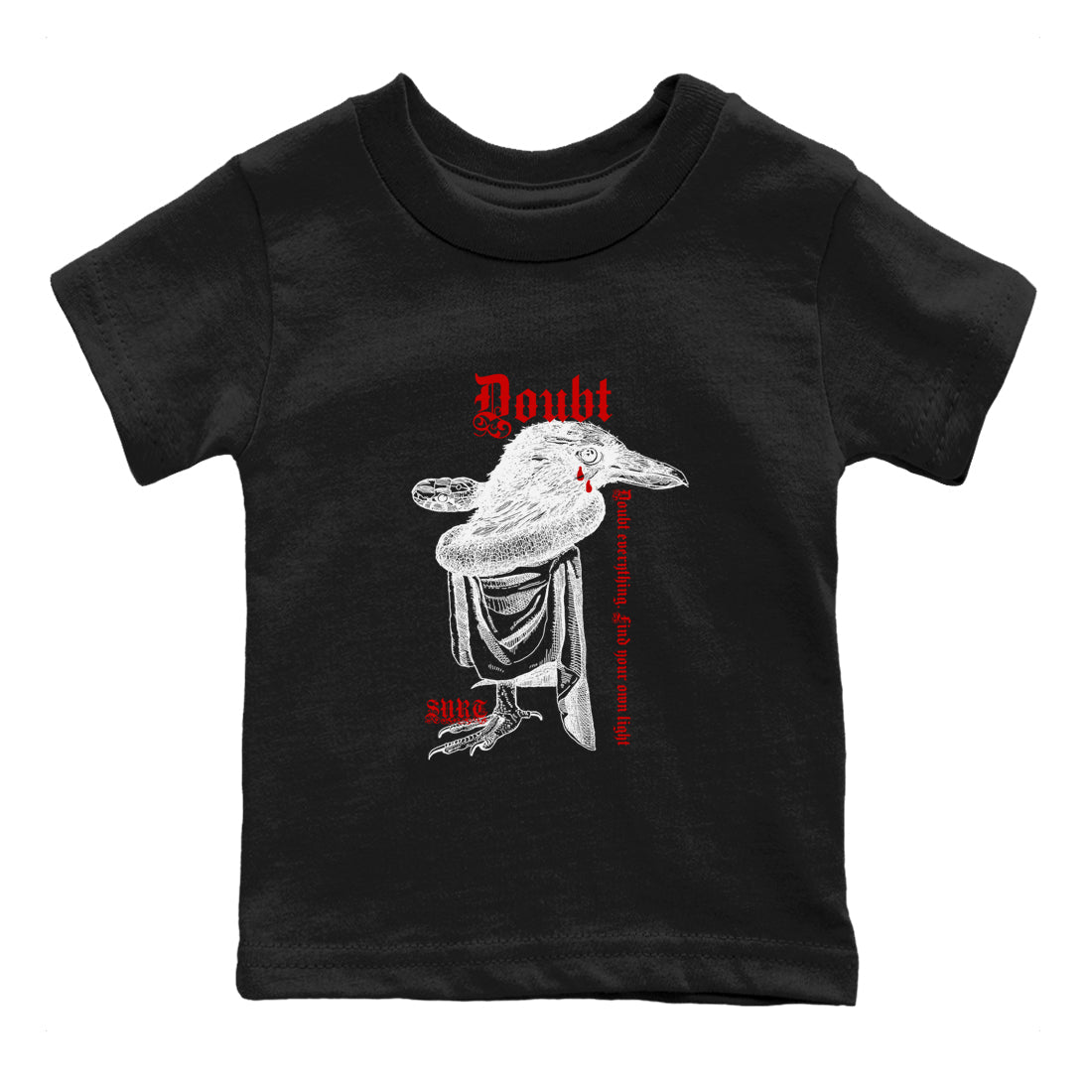 Air Jordan 14 Black Toe t shirts to match sneakers Doubt Everything sneaker match tees 14s Black Toe sneaker match tee Drip Gear Zone Youth Baby Black 2 tee