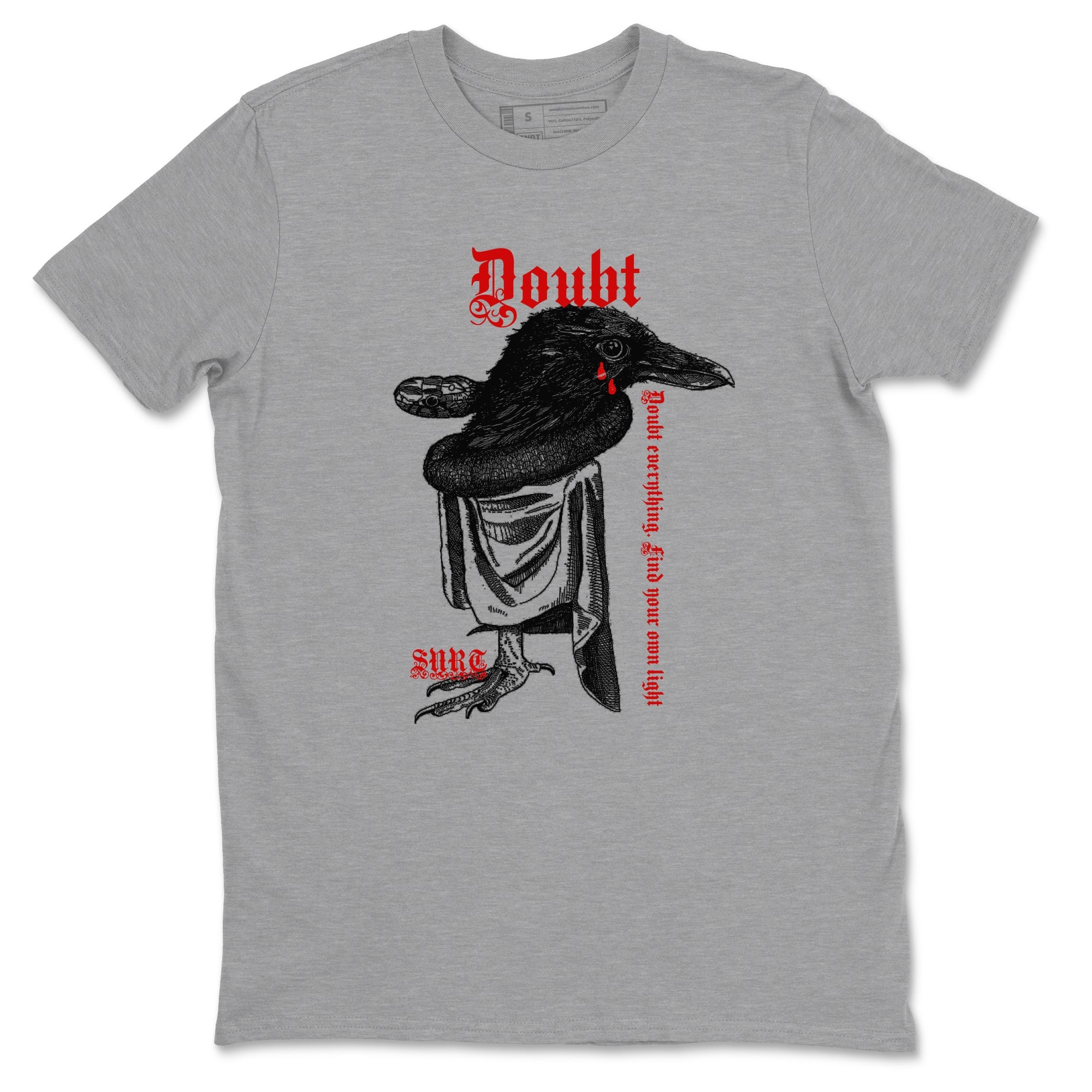 Air Jordan 14 Black Toe t shirts to match sneakers Doubt Everything sneaker match tees 14s Black Toe sneaker match tee Drip Gear Zone unisex cotton Heather Grey 2 shirts