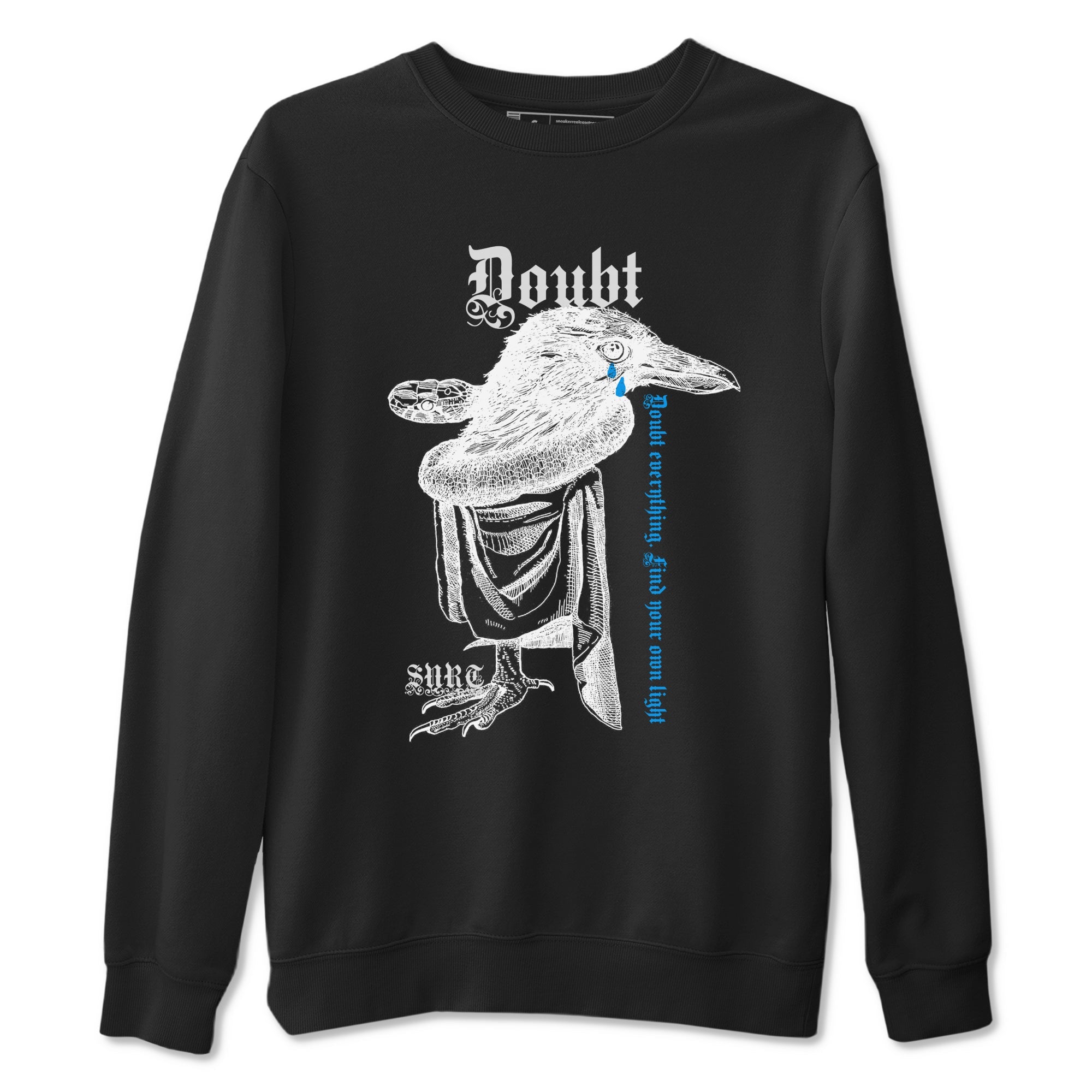 4s Military Blue shirt to match jordans Doubt Everything sneaker tees Air Jordan 4 Military Blue Drip Gear Zone unisex cotton Black 2 crew neck shirt