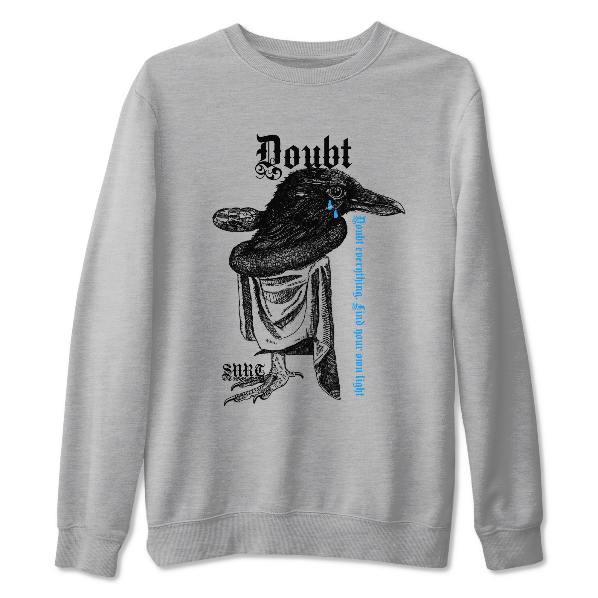 4s Military Blue shirt to match jordans Doubt Everything sneaker tees Air Jordan 4 Military Blue Drip Gear Zone unisex cotton Heather Grey 2 crew neck shirt