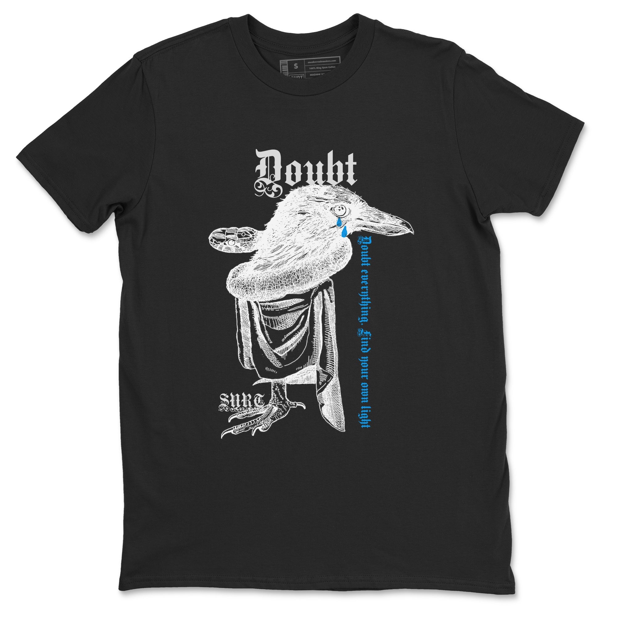 4s Military Blue shirt to match jordans Doubt Everything sneaker tees Air Jordan 4 Military Blue Drip Gear Zone unisex cotton Black 2 crew neck shirt