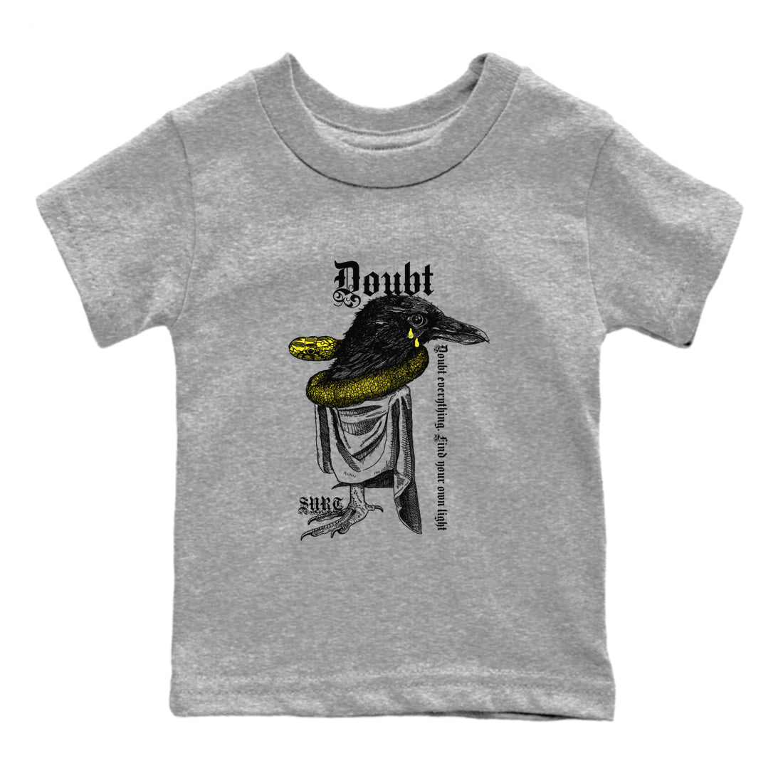 AJ4 Vivid Sulfur shirt to match jordans Doubt Everything sneaker tees Air Jordan 4 Vivid Sulfur Drip Gear Zone baby toddler Heather Grey 2 cotton Shirt