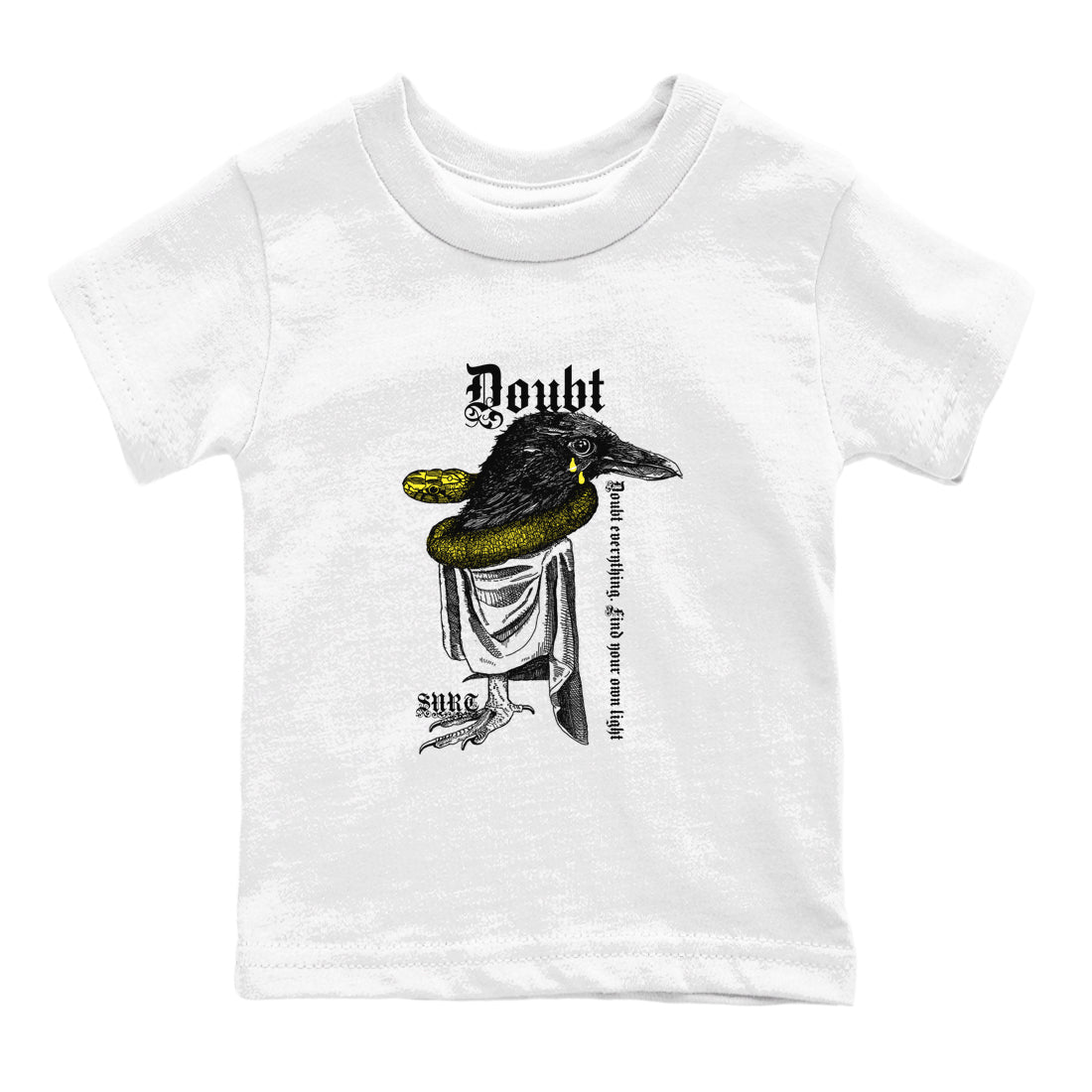 AJ4 Vivid Sulfur shirt to match jordans Doubt Everything sneaker tees Air Jordan 4 Vivid Sulfur Drip Gear Zone baby toddler White 2 cotton Shirt