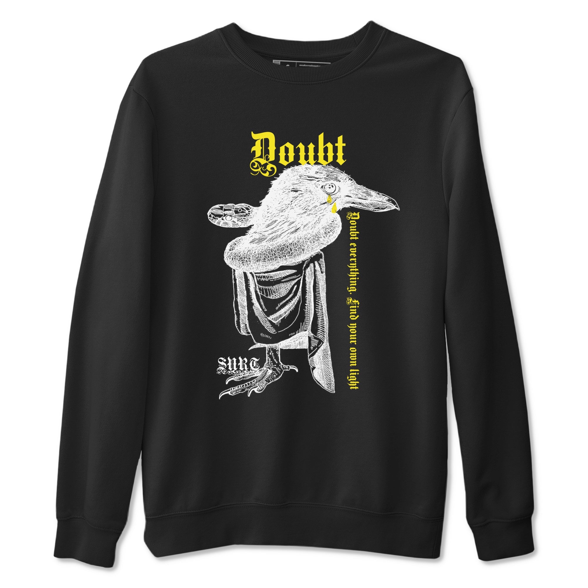 AJ4 Vivid Sulfur shirt to match jordans Doubt Everything sneaker tees Air Jordan 4 Vivid Sulfur Drip Gear Zone unisex cotton Black 2 crew neck shirt