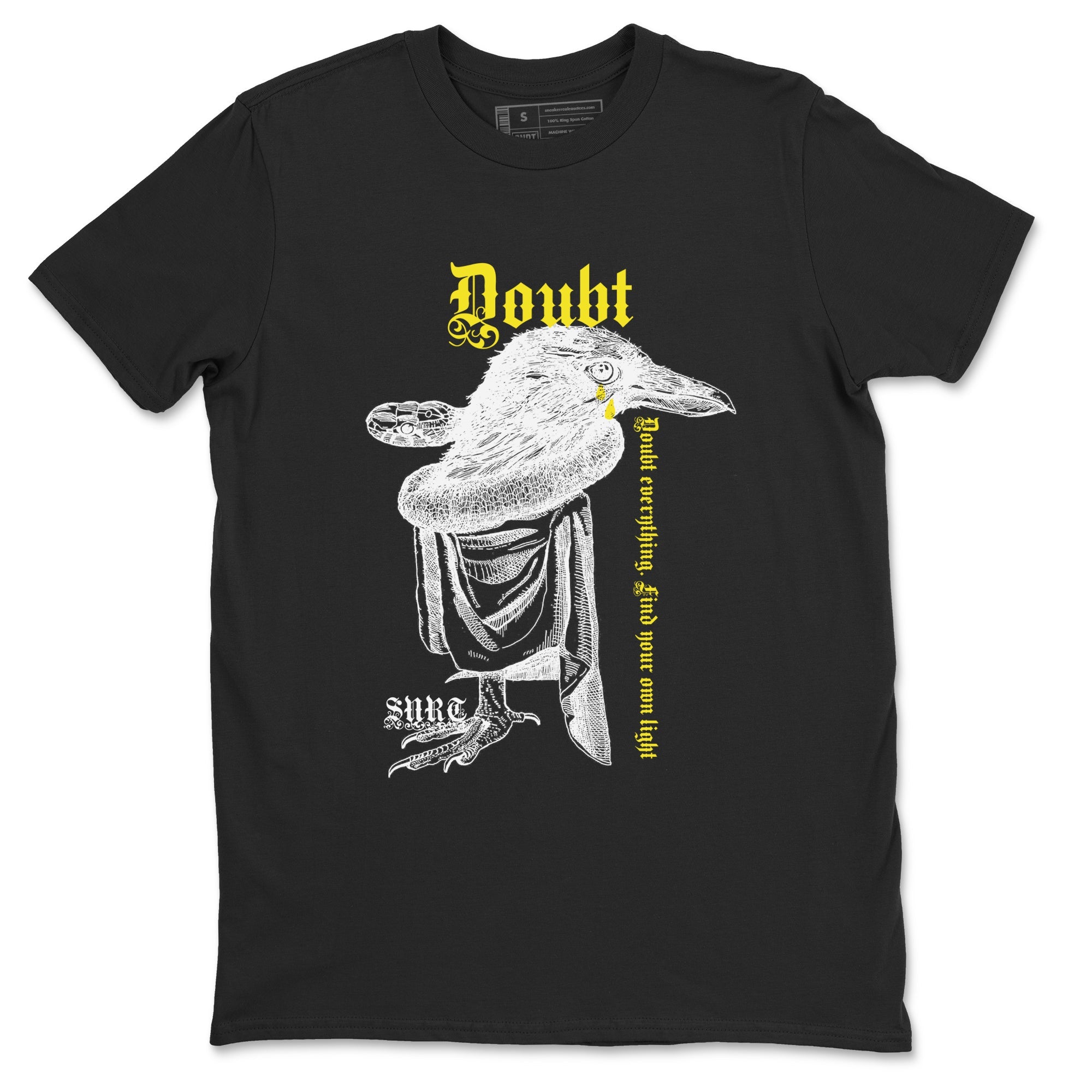 AJ4 Vivid Sulfur shirt to match jordans Doubt Everything sneaker tees Air Jordan 4 Vivid Sulfur Drip Gear Zone unisex cotton Black 2 crew neck shirt