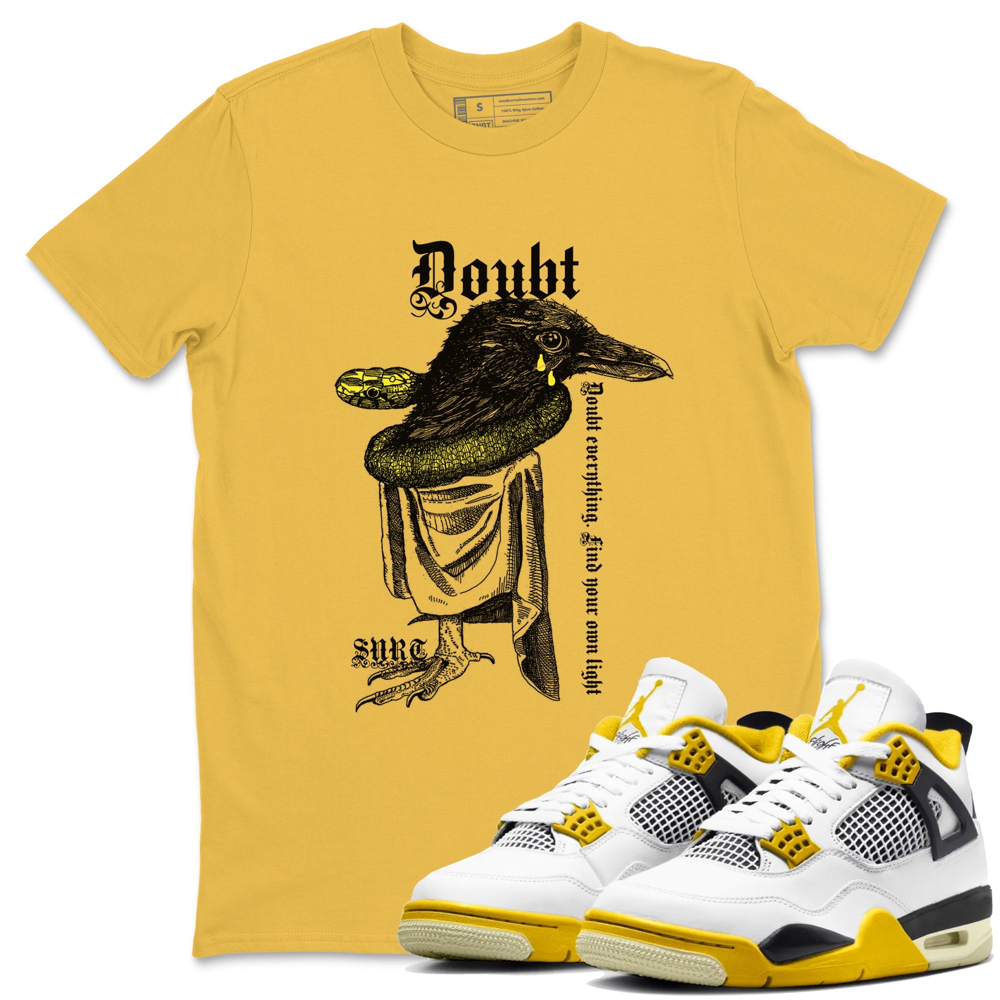 AJ4 Vivid Sulfur shirt to match jordans Doubt Everything sneaker tees Air Jordan 4 Vivid Sulfur Drip Gear Zone unisex cotton Daisy 1 crew neck shirt