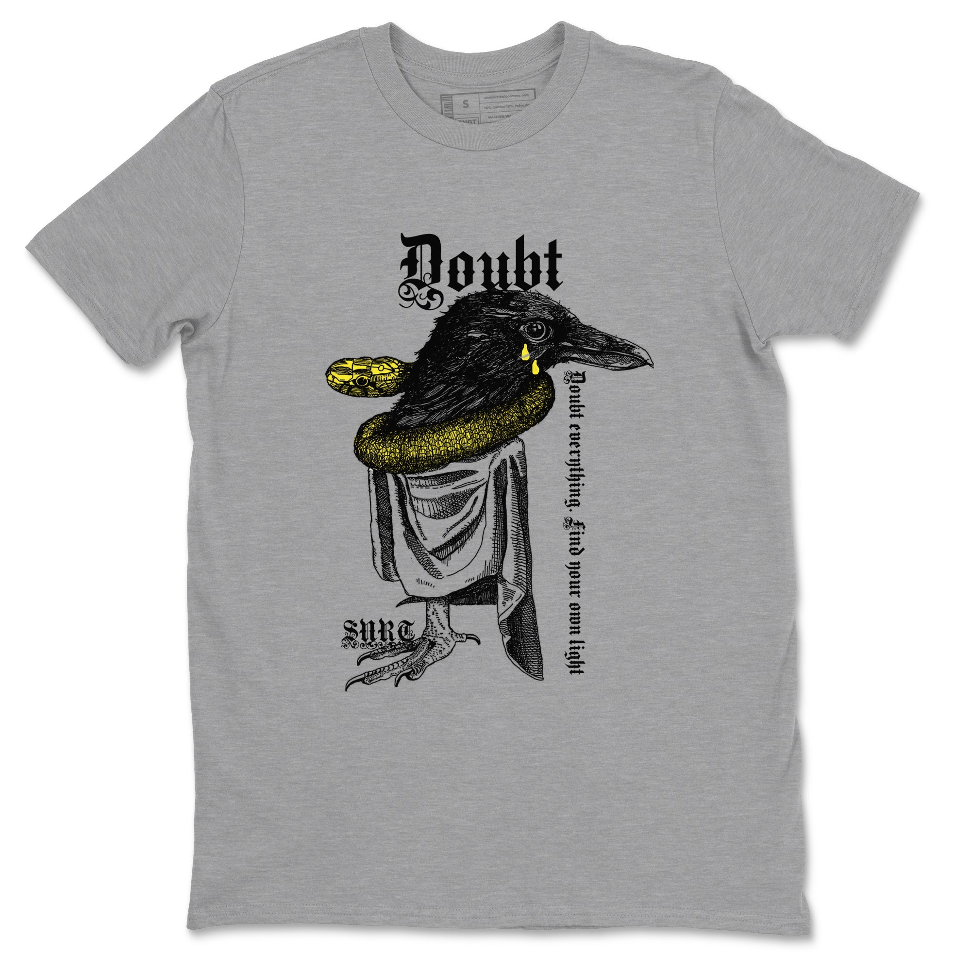 AJ4 Vivid Sulfur shirt to match jordans Doubt Everything sneaker tees Air Jordan 4 Vivid Sulfur Drip Gear Zone unisex cotton Heather Grey 2 crew neck shirt