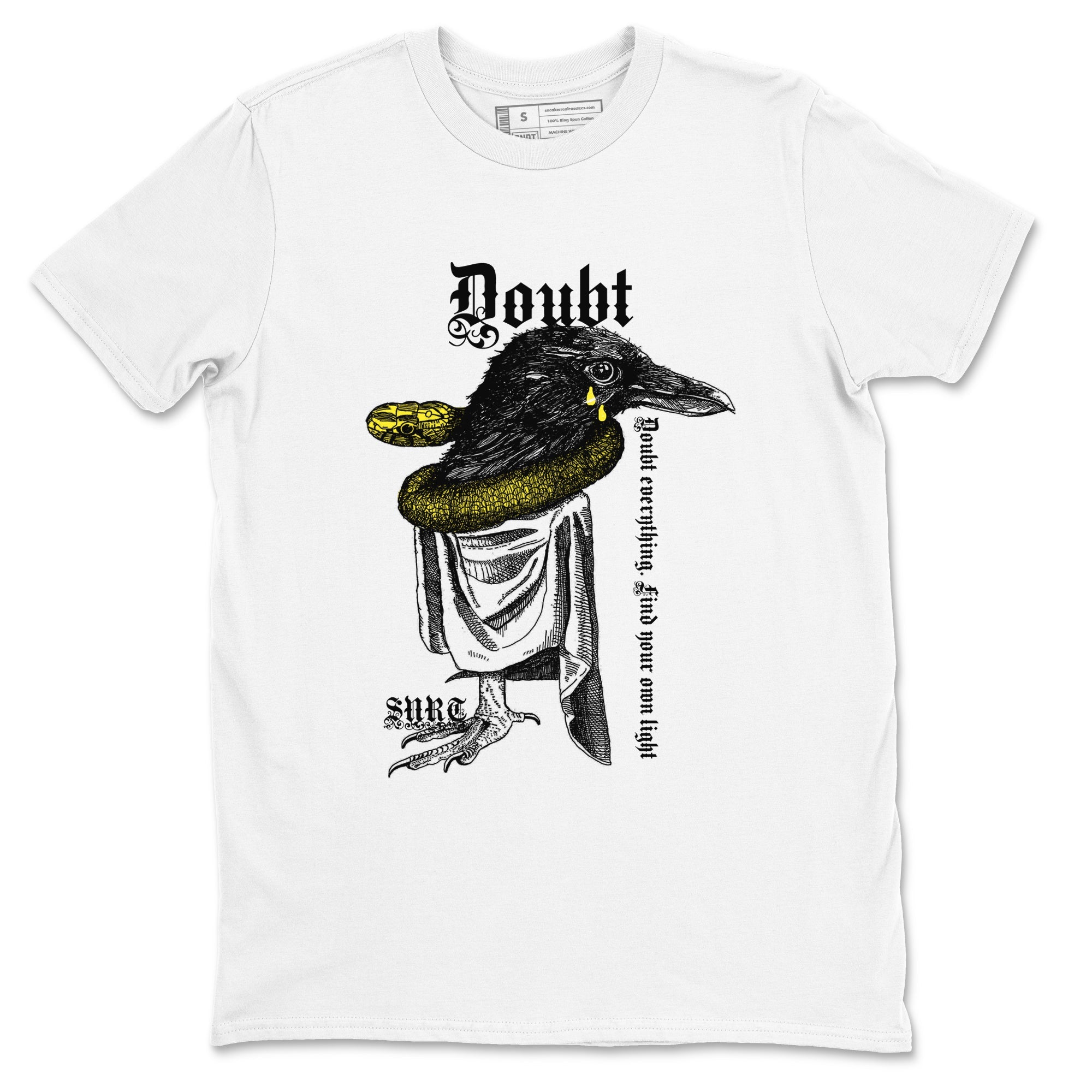 AJ4 Vivid Sulfur shirt to match jordans Doubt Everything sneaker tees Air Jordan 4 Vivid Sulfur Drip Gear Zone unisex cotton White 2 crew neck shirt