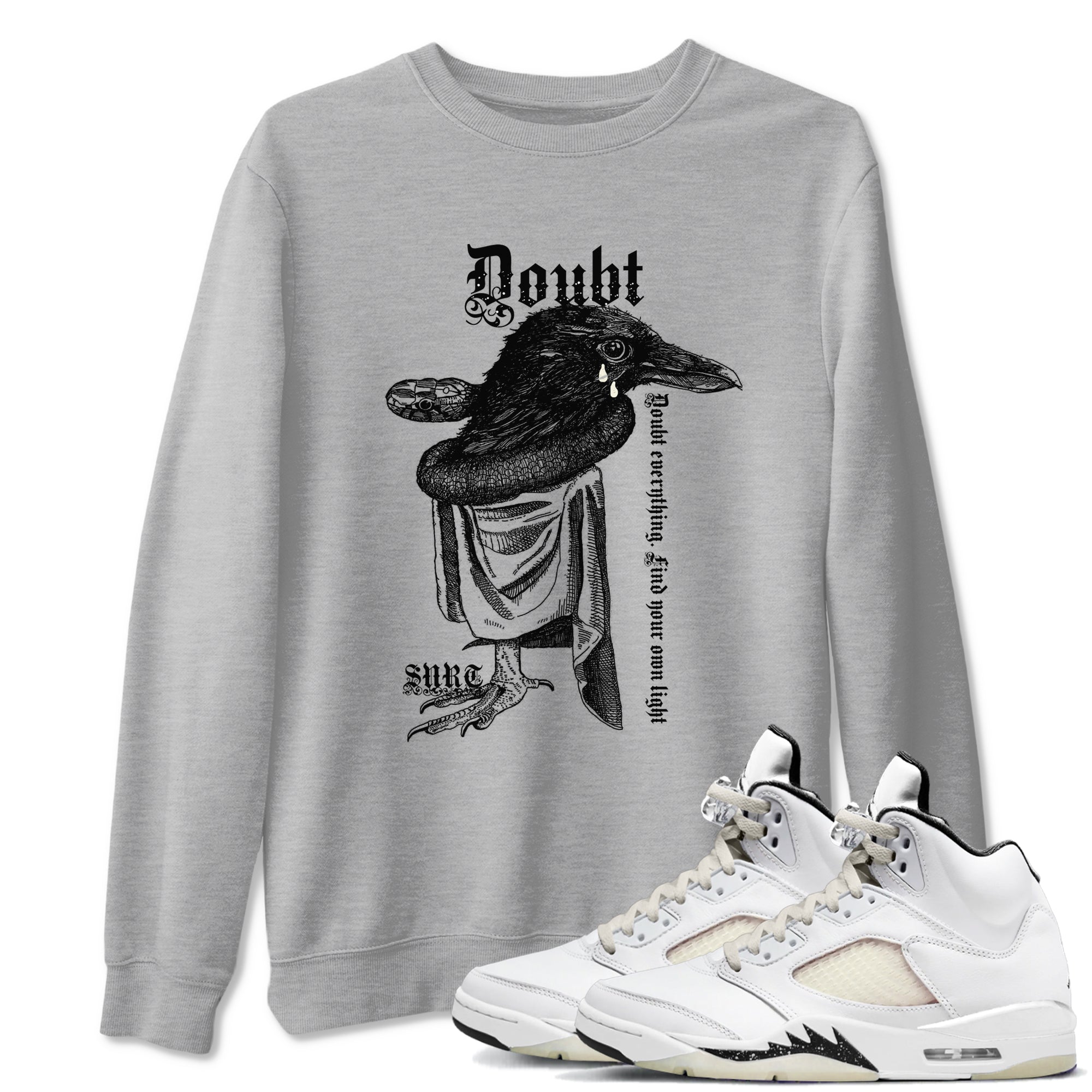 5s Sail shirt to match jordans Doubt Everything sneaker tees Air Jordan 5 Sail Drip Gear Zone unisex cotton Heather Grey 1 crew neck shirt