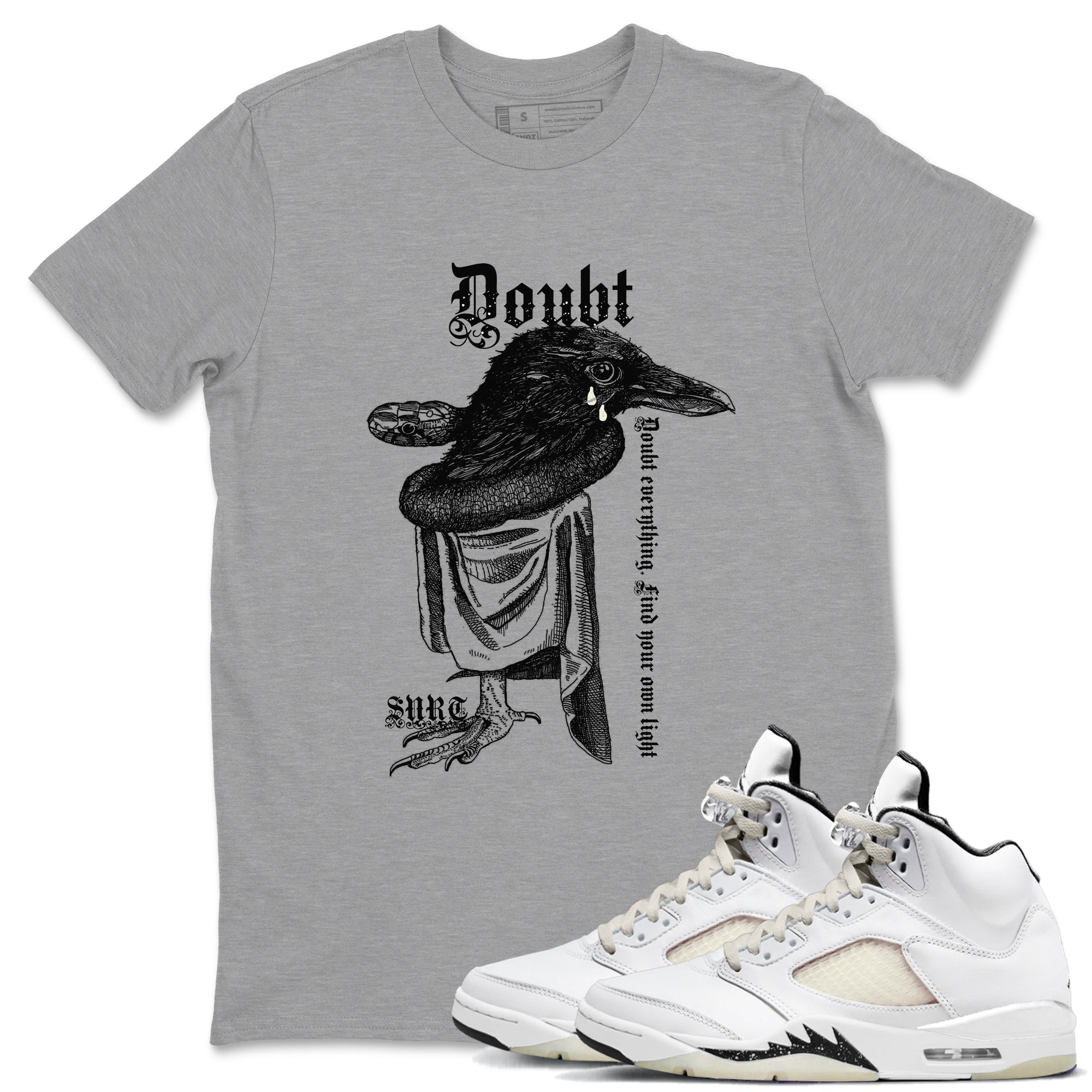 5s Sail shirt to match jordans Doubt Everything sneaker tees Air Jordan 5 Sail Drip Gear Zone unisex cotton Heather Grey 1 crew neck shirt