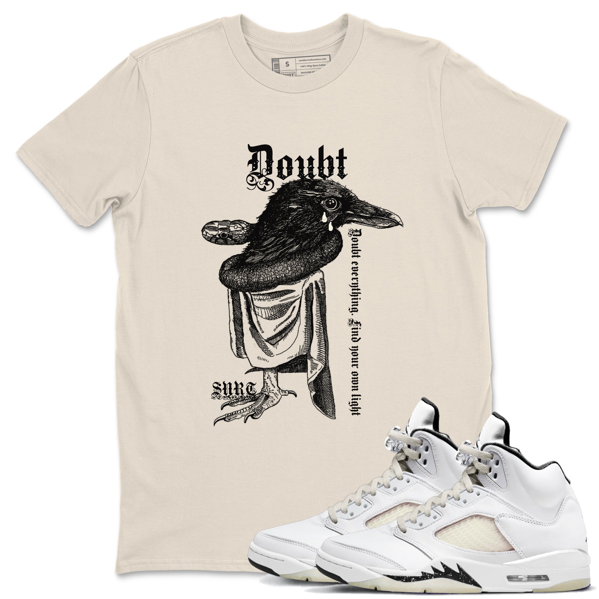 5s Sail shirt to match jordans Doubt Everything sneaker tees Air Jordan 5 Sail Drip Gear Zone unisex cotton Natural 1 crew neck shirt
