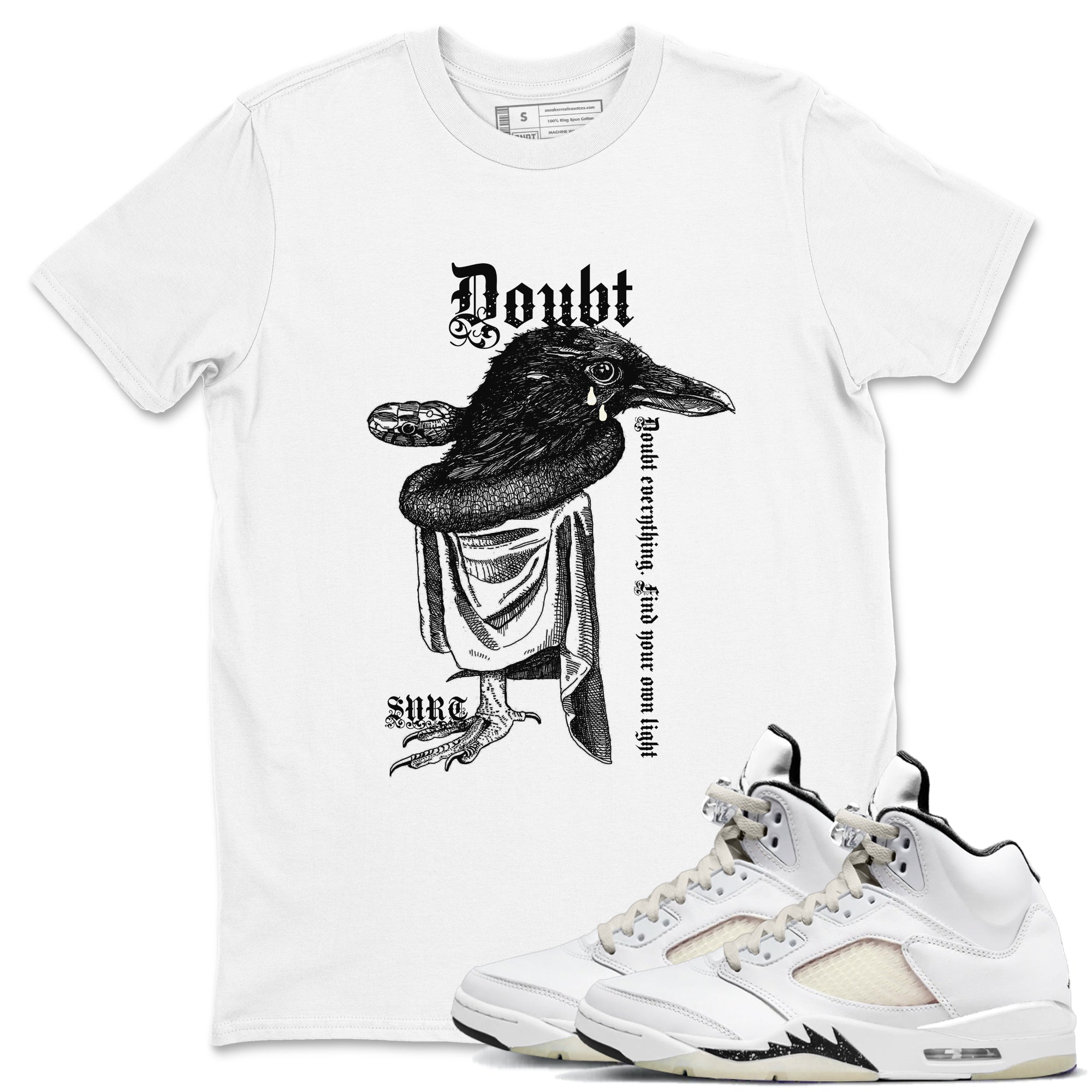 5s Sail shirt to match jordans Doubt Everything sneaker tees Air Jordan 5 Sail Drip Gear Zone unisex cotton White 1 crew neck shirt