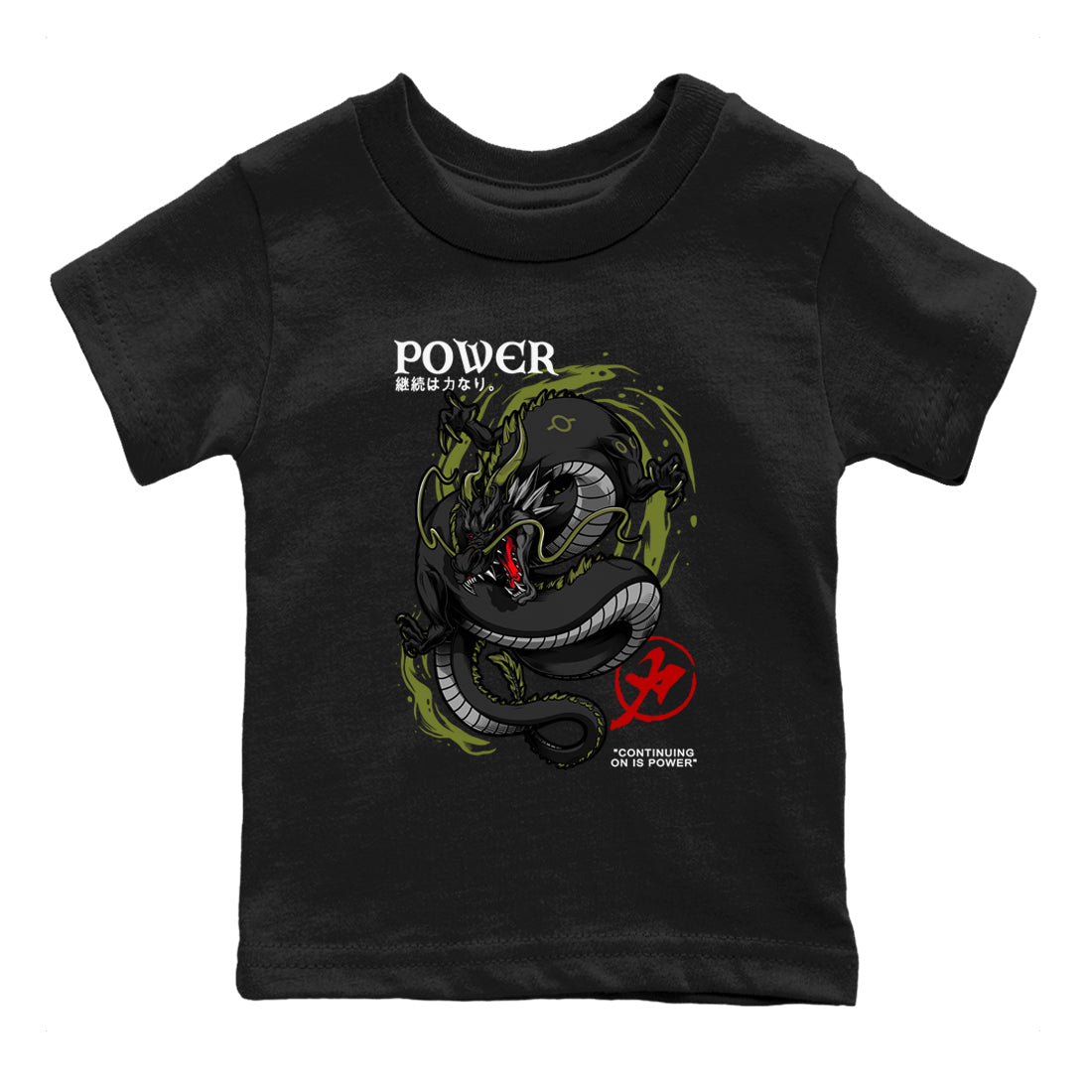 Jordan 1 Olive t shirts to match sneakers Dragon Power sneaker match tees Air Jordan 1 Low x Travis Scott Reverse Olive tee Drip Gear Zone Youth Baby Black 2 tee