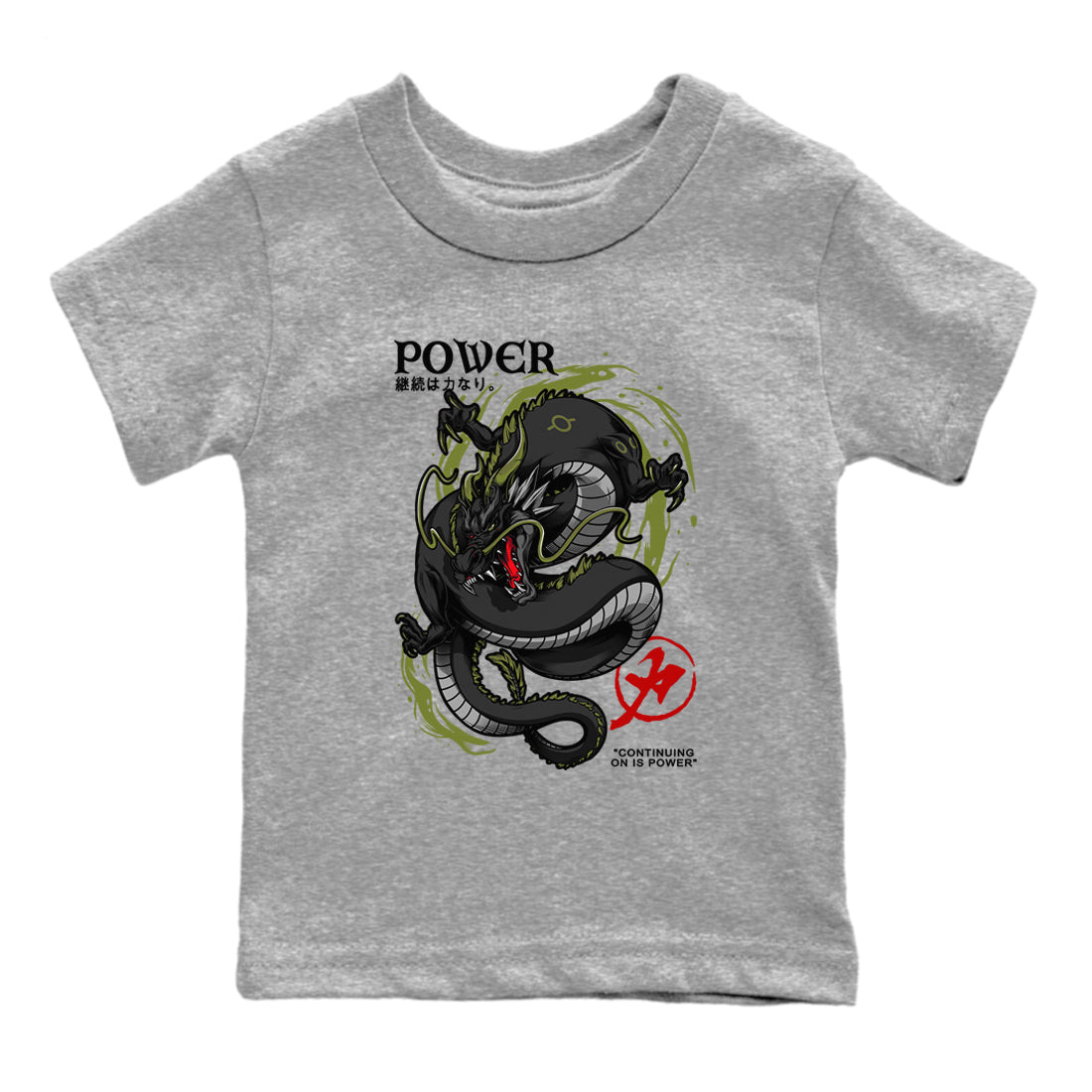 Jordan 1 Olive t shirts to match sneakers Dragon Power sneaker match tees Air Jordan 1 Low x Travis Scott Reverse Olive tee Drip Gear Zone Youth Baby Heather Grey 2 tee