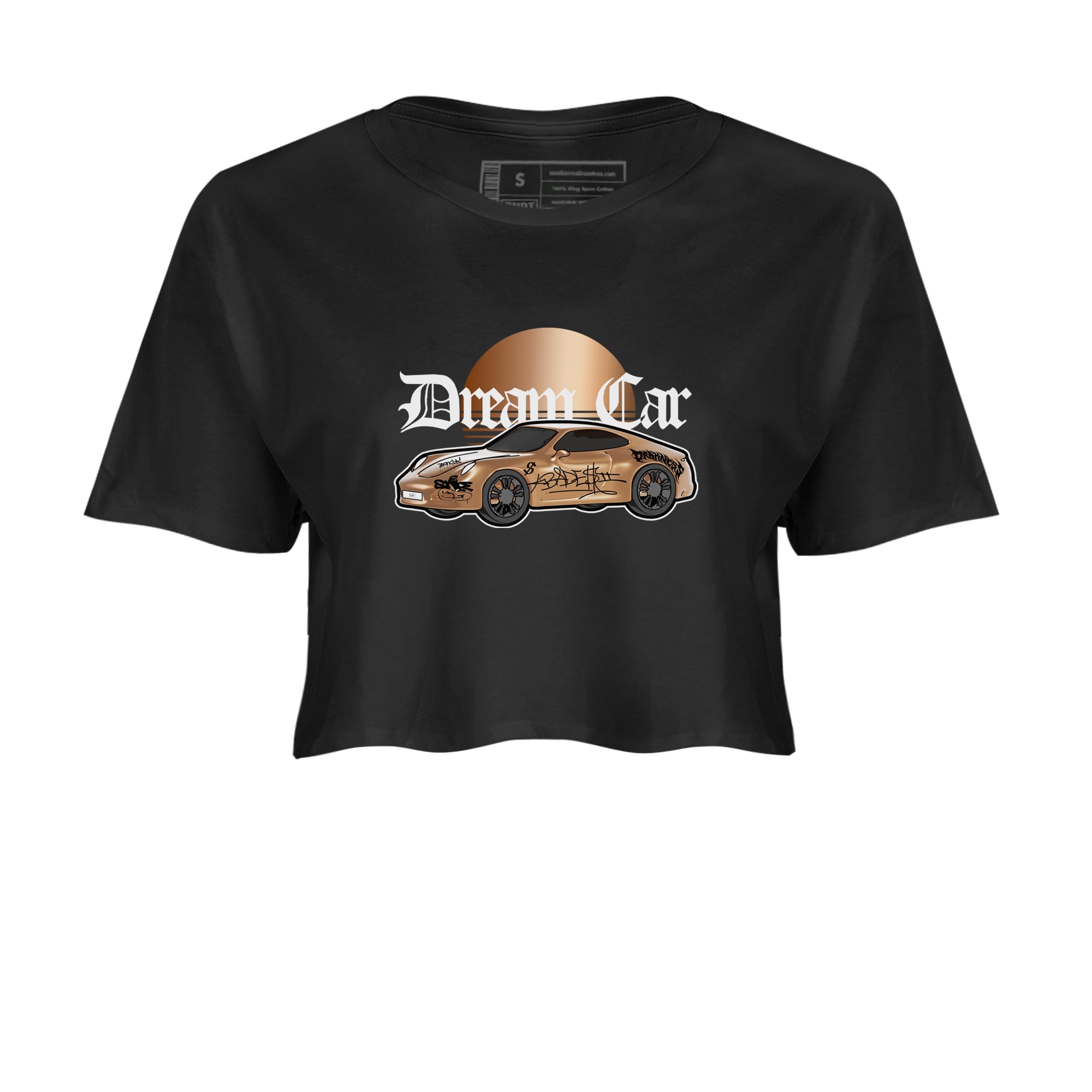 Foams One Metallic Copper shirts to match jordans Dream Car sneaker match tees Air Foamposite One Metallic Copper match shoes to clothes Drip Gear Zone unisex cotton Black 2 crop tee