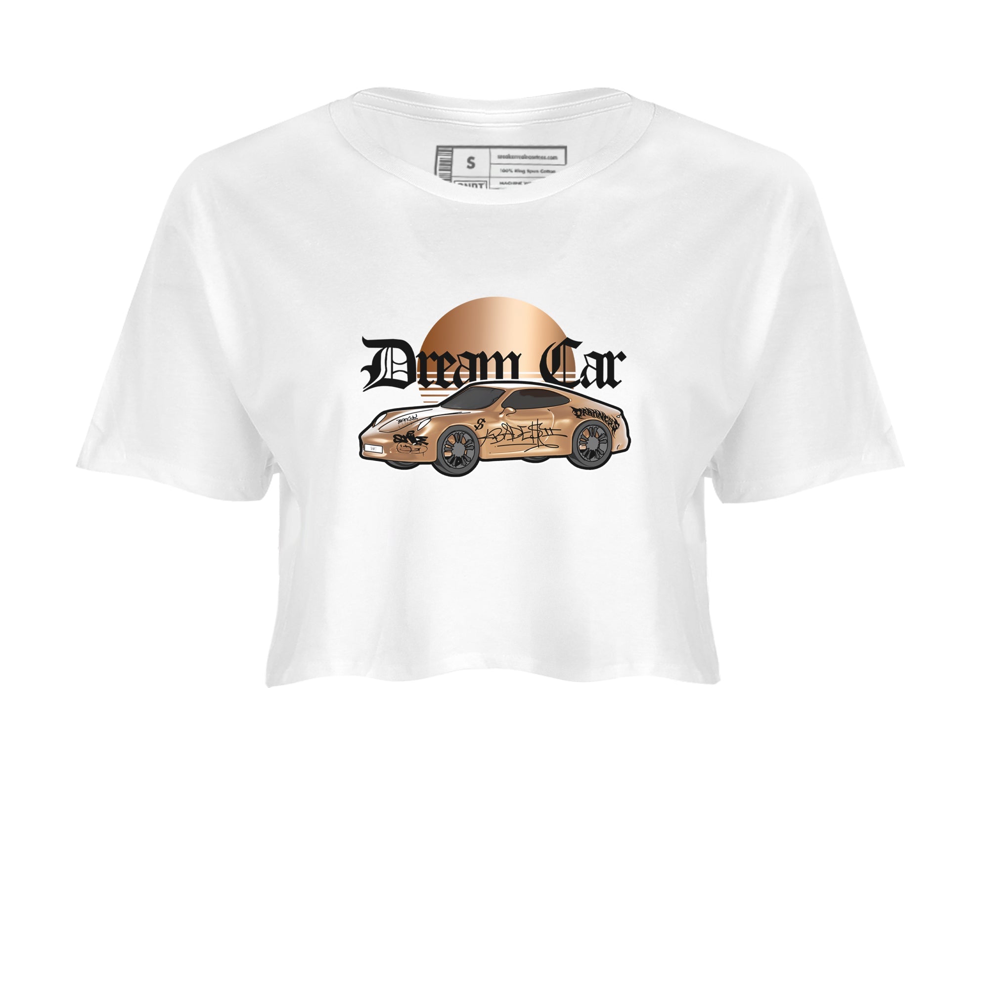 Foams One Metallic Copper shirts to match jordans Dream Car sneaker match tees Air Foamposite One Metallic Copper match shoes to clothes Drip Gear Zone unisex cotton White 2 crop tee
