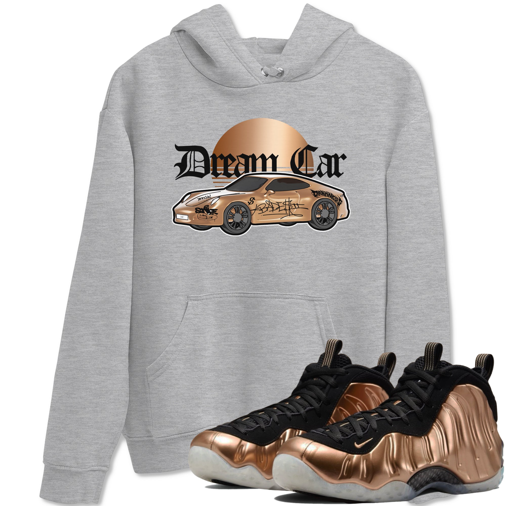 Foams One Metallic Copper shirts to match jordans Dream Car sneaker match tees Air Foamposite One Metallic Copper match shoes to clothes Drip Gear Zone unisex cotton Heather Grey 1 shirts