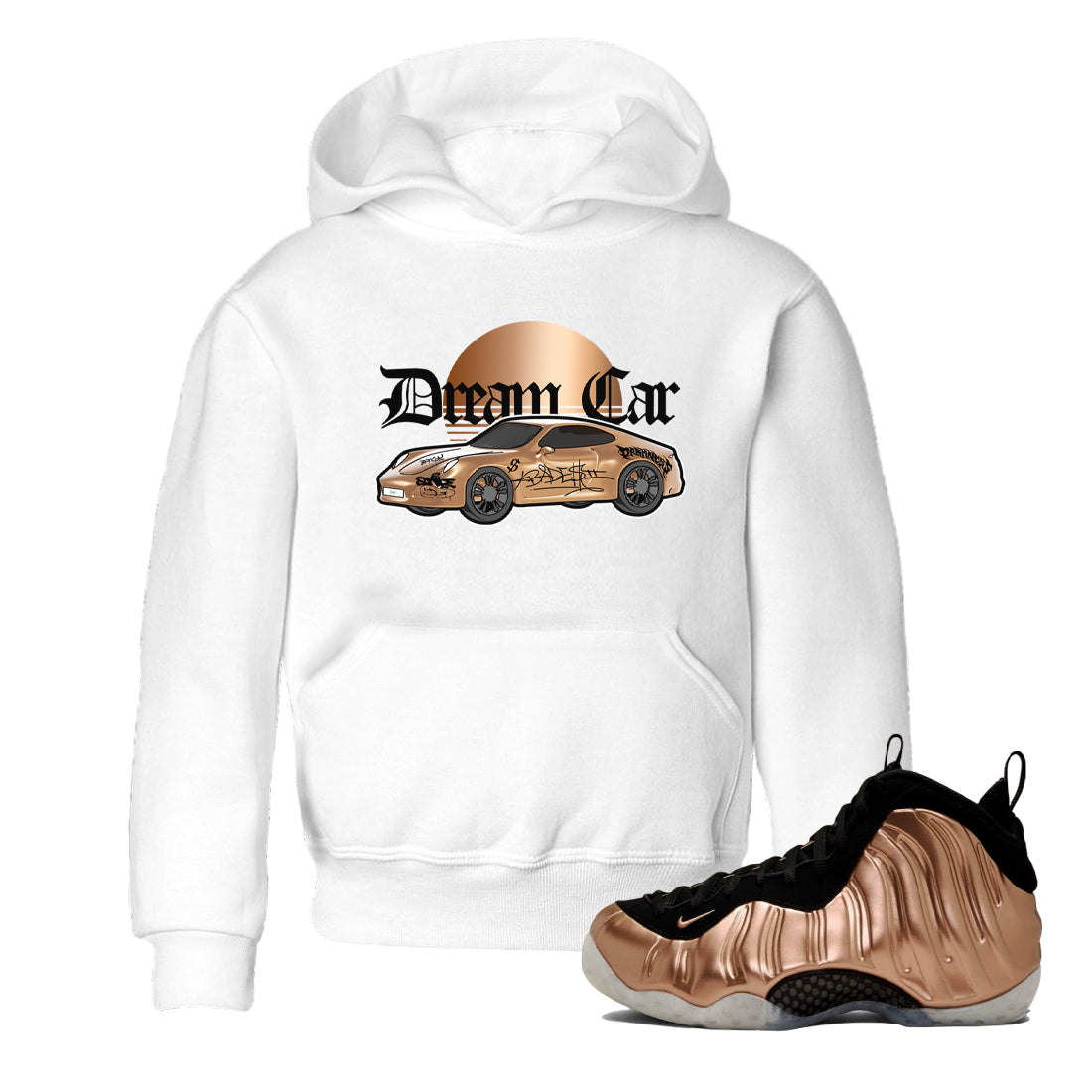 Foams One Metallic Copper shirts to match jordans Dream Car sneaker match tees Air Foamposite One Metallic Copper match shoes to clothes Drip Gear Zone Youth Baby White 1 tee