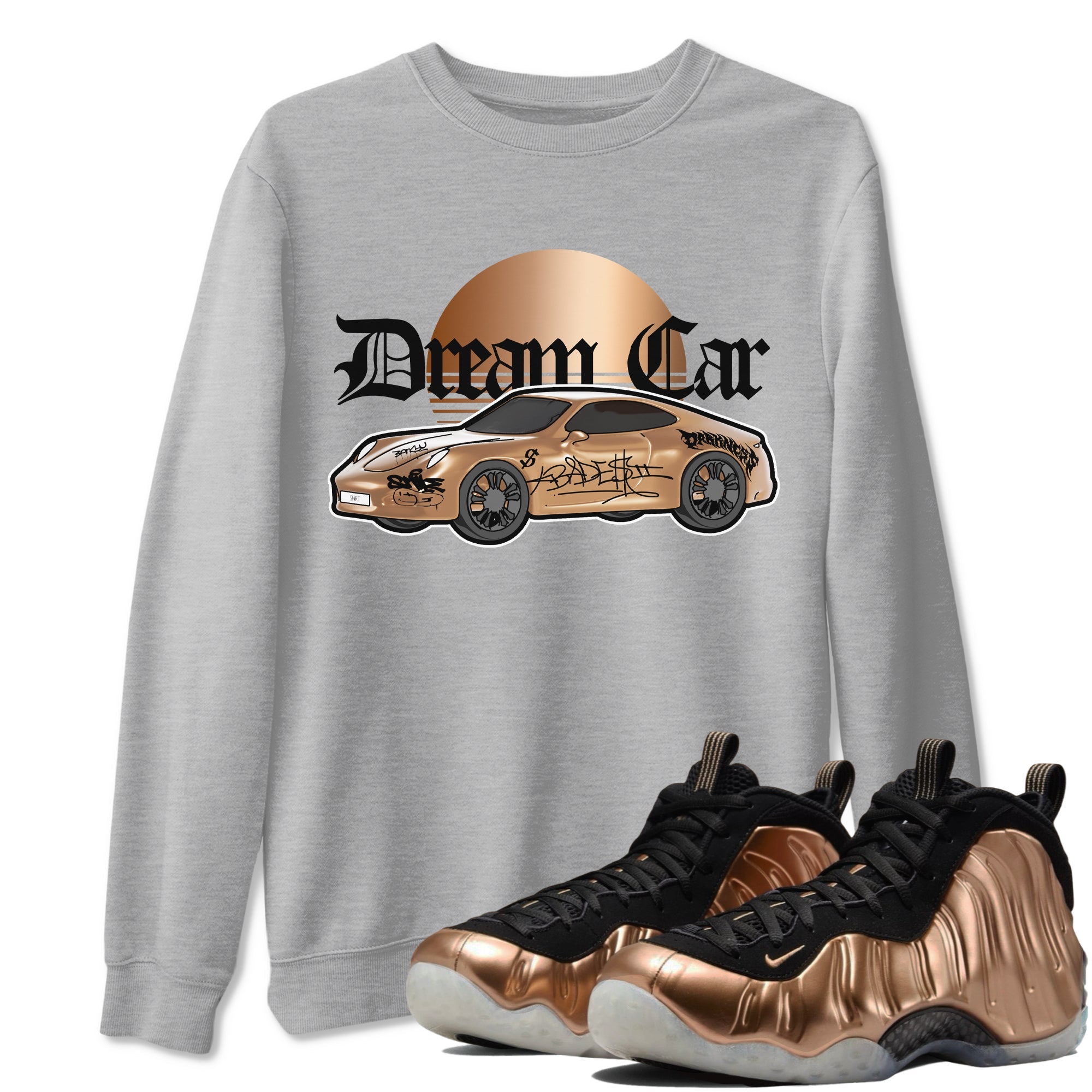 Foams One Metallic Copper shirts to match jordans Dream Car sneaker match tees Air Foamposite One Metallic Copper match shoes to clothes Drip Gear Zone unisex cotton Heather Grey 1 shirts