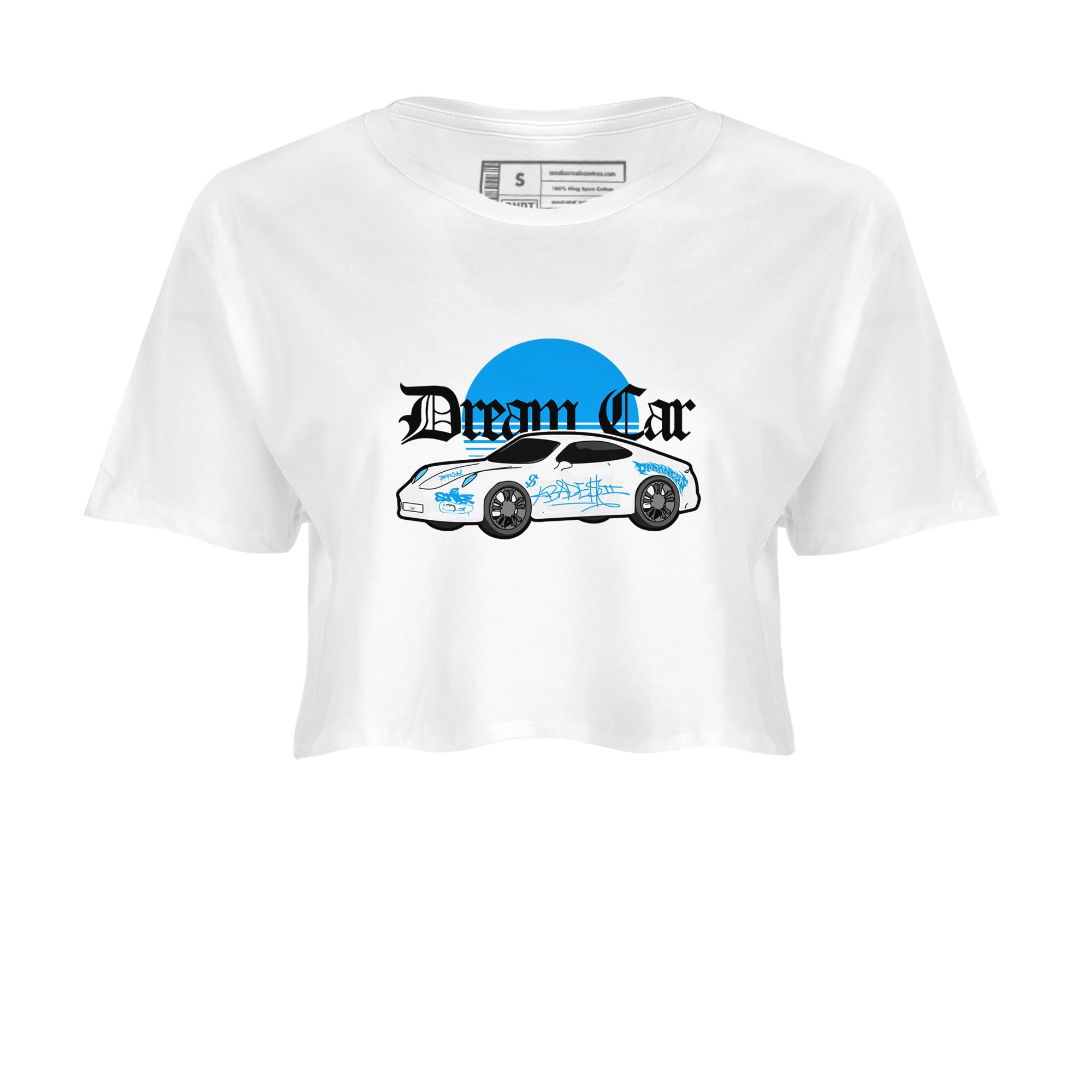 Air Jordan 4 Industrial Blue shirt to match jordans Dream Car sneaker tees Air Jordan 4 Military Blue Drip Gear Zone White 2 crop length shirt
