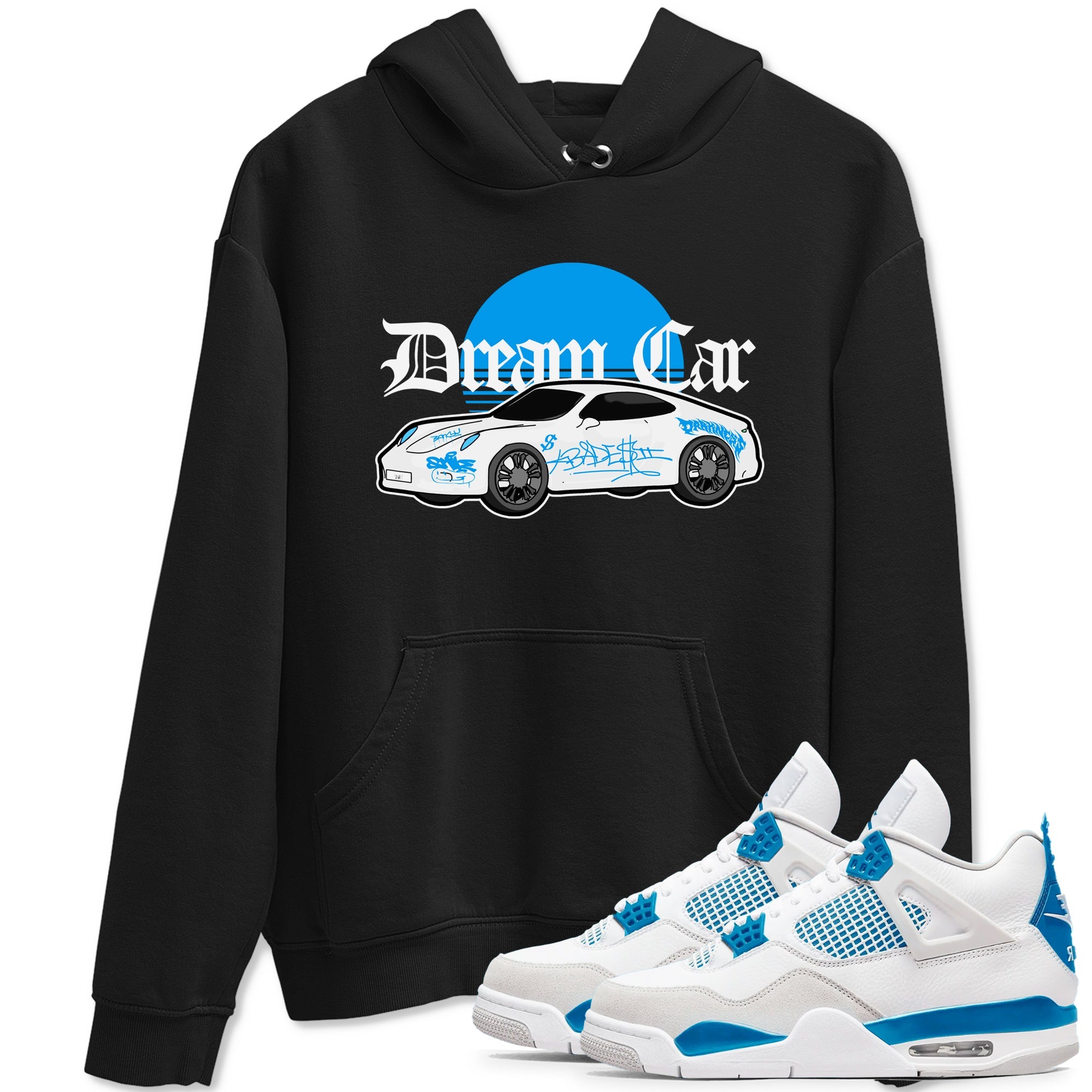 Air Jordan 4 Industrial Blue shirt to match jordans Dream Car sneaker tees Air Jordan 4 Military Blue Drip Gear Zone unisex cotton Black 1 crew neck shirt
