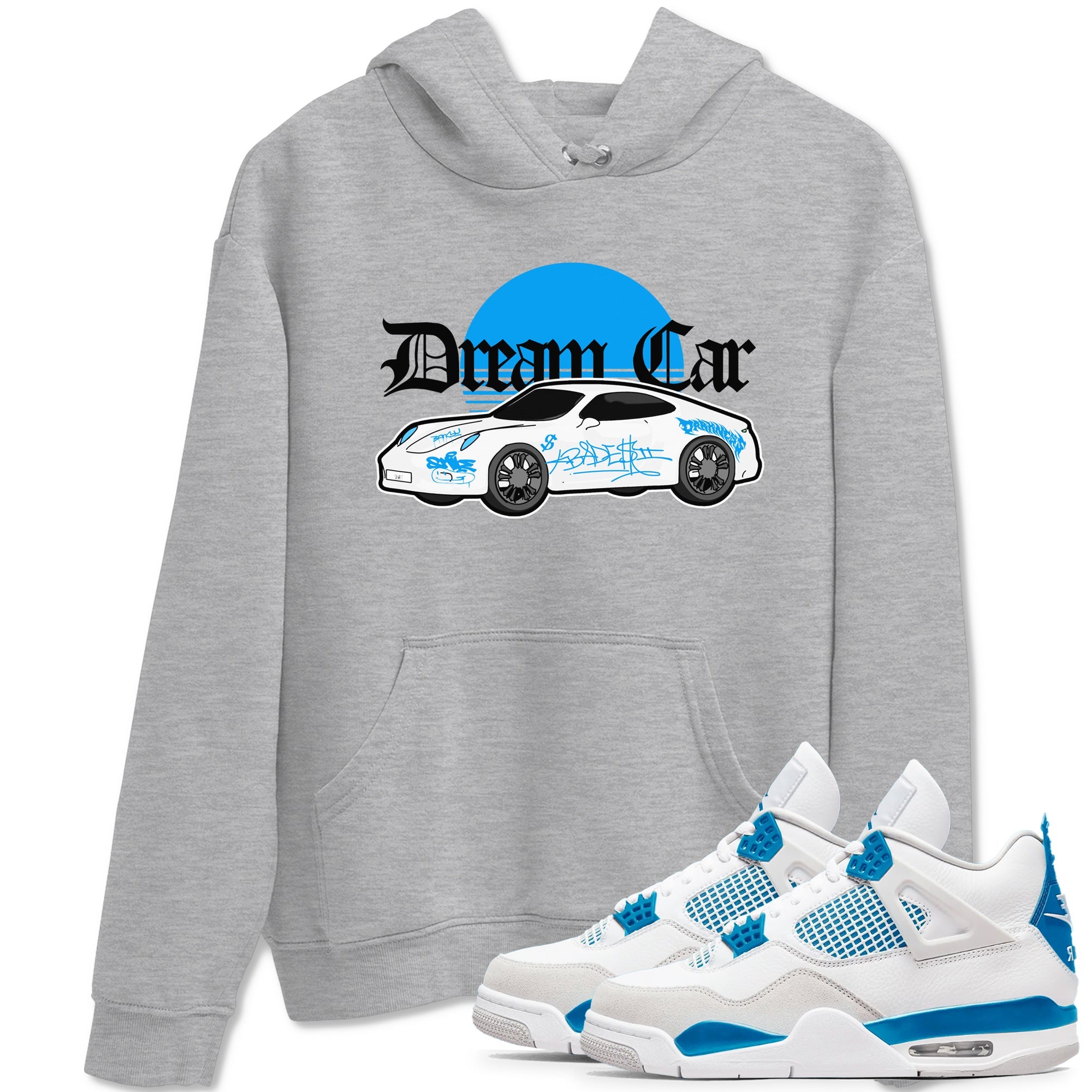Air Jordan 4 Industrial Blue shirt to match jordans Dream Car sneaker tees Air Jordan 4 Military Blue Drip Gear Zone unisex cotton Heather Grey 1 crew neck shirt