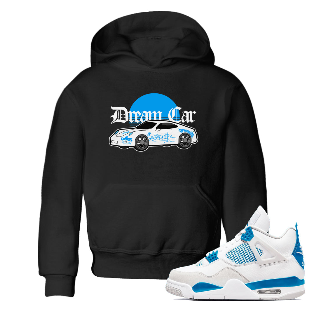 Air Jordan 4 Industrial Blue shirt to match jordans Dream Car sneaker tees Air Jordan 4 Military Blue Drip Gear Zone baby toddler Black 1 cotton Shirt