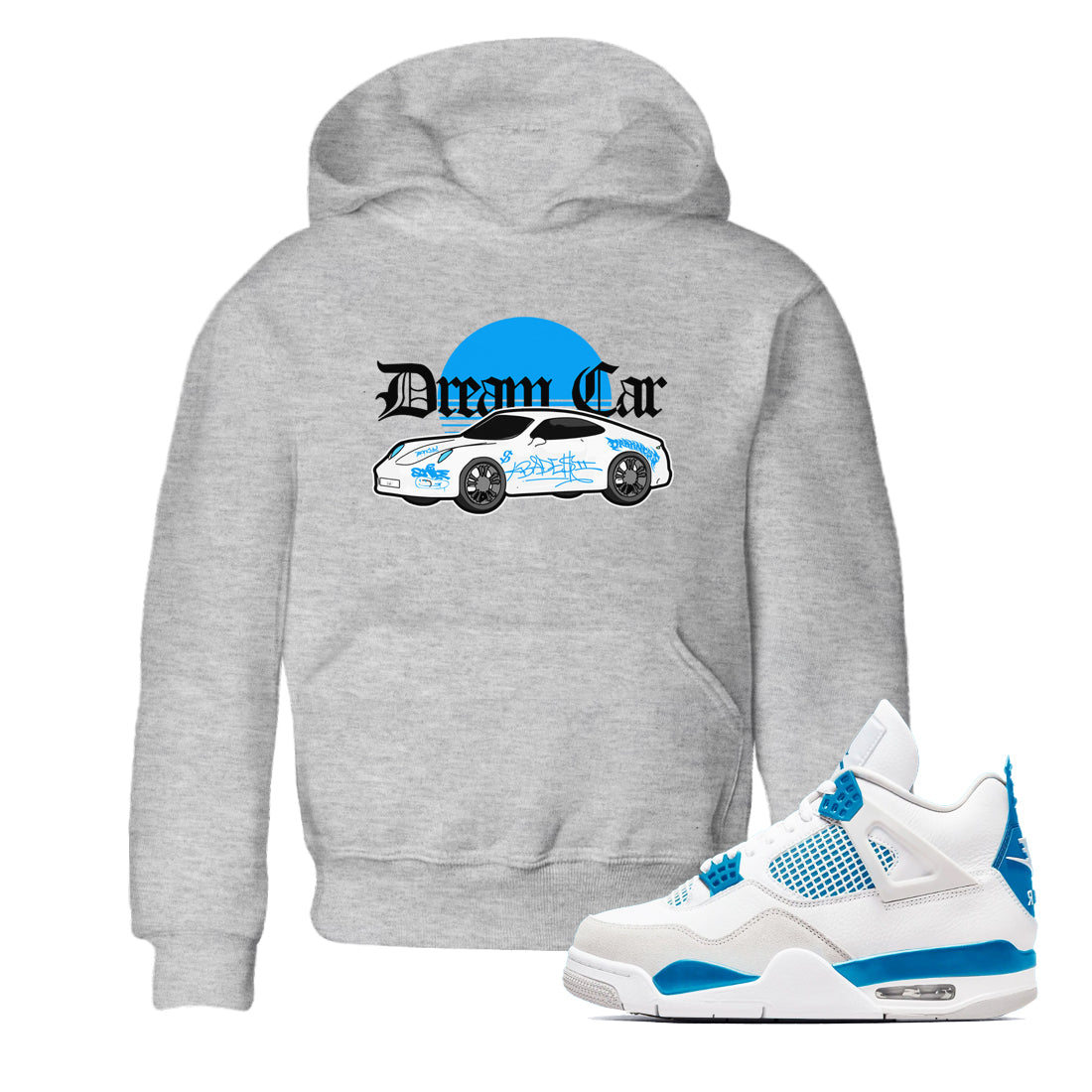 Air Jordan 4 Industrial Blue shirt to match jordans Dream Car sneaker tees Air Jordan 4 Military Blue Drip Gear Zone baby toddler Heather Grey 1 cotton Shirt