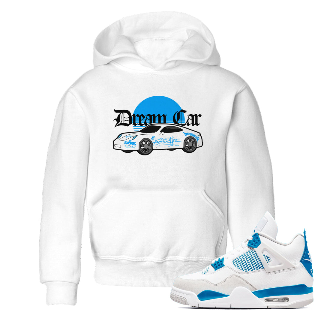 Air Jordan 4 Industrial Blue shirt to match jordans Dream Car sneaker tees Air Jordan 4 Military Blue Drip Gear Zone baby toddler White 1 cotton Shirt