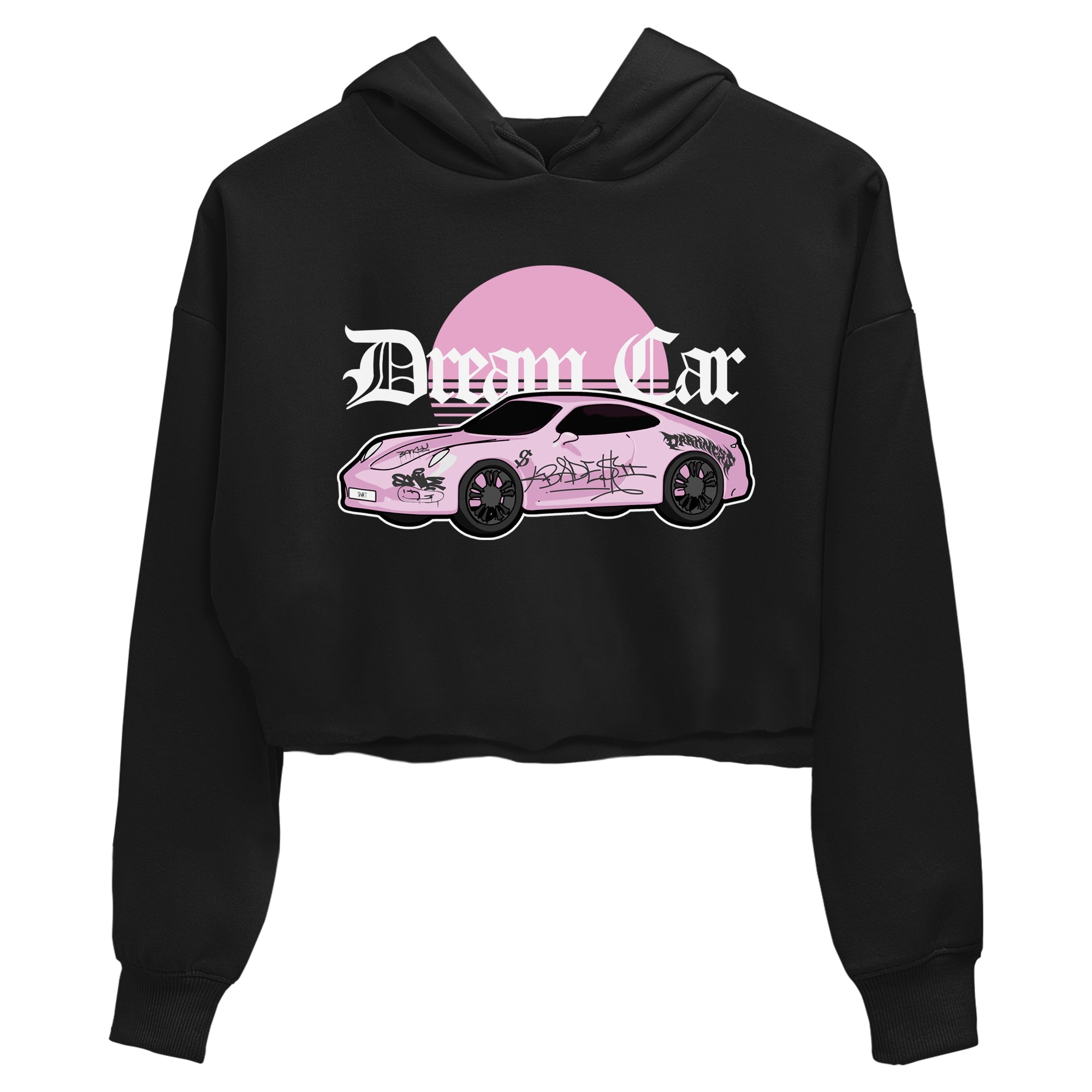 4s Retro Orchid shirts to match jordans Dream Car sneaker match tees Air Jordan 4 WMNS Orchid match shoes to clothes Drip Gear Zone unisex cotton Black 2 crop tee