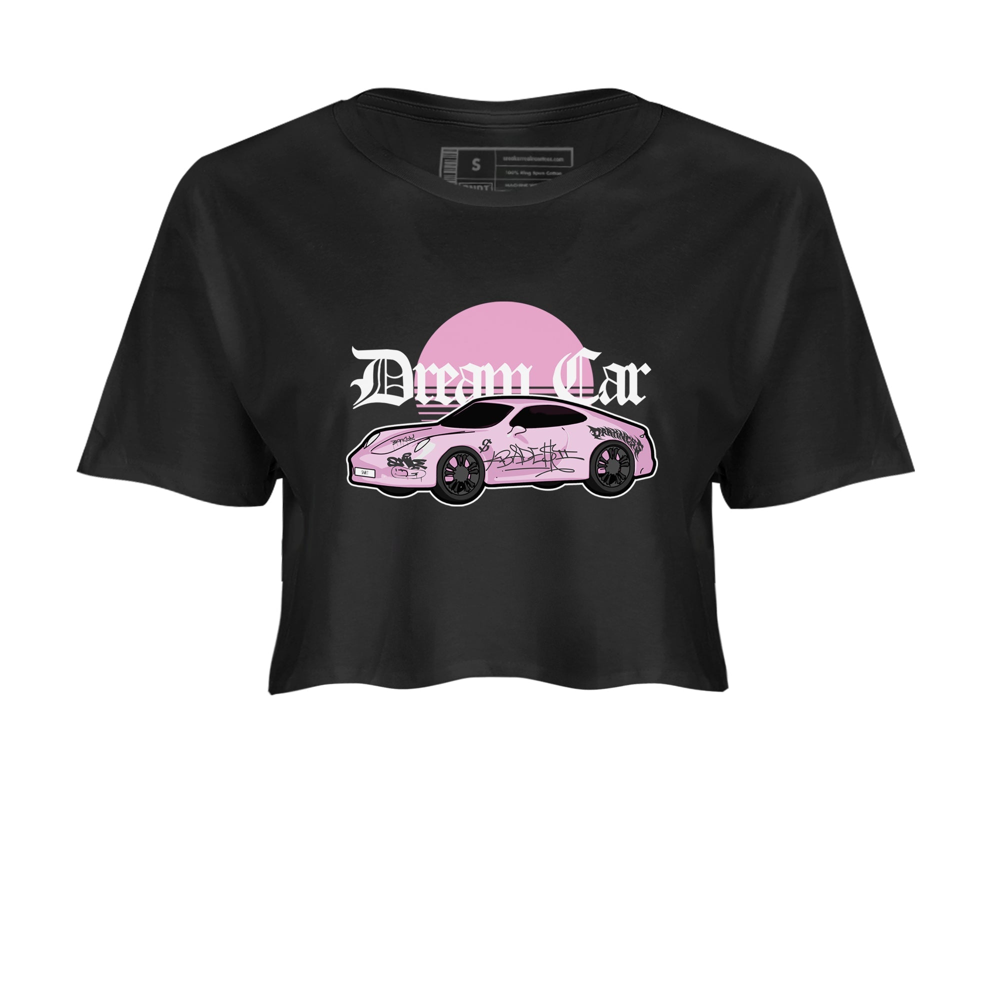 4s Retro Orchid shirts to match jordans Dream Car sneaker match tees Air Jordan 4 WMNS Orchid match shoes to clothes Drip Gear Zone unisex cotton Black 2 crop tee