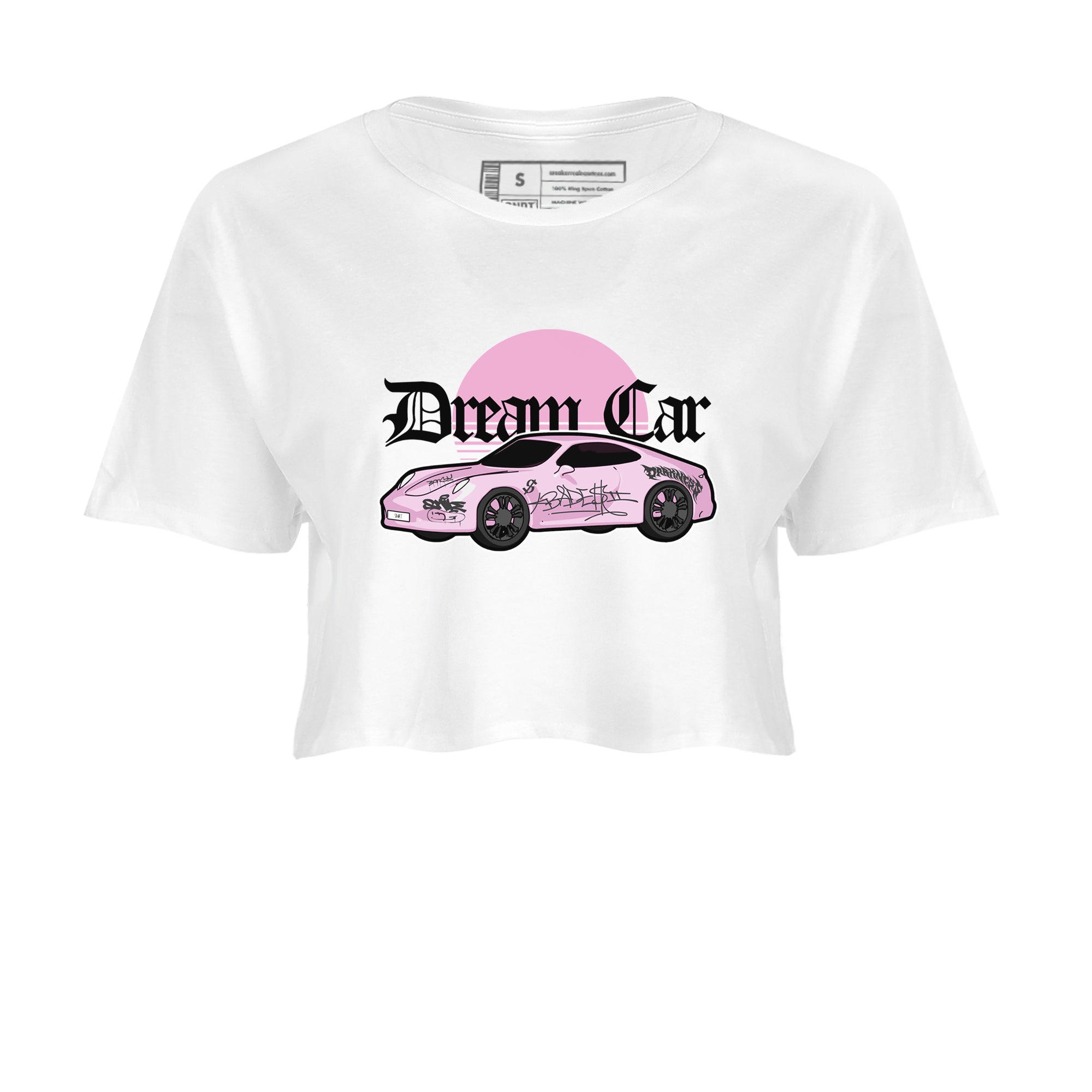 4s Retro Orchid shirts to match jordans Dream Car sneaker match tees Air Jordan 4 WMNS Orchid match shoes to clothes Drip Gear Zone unisex cotton White 2 crop tee