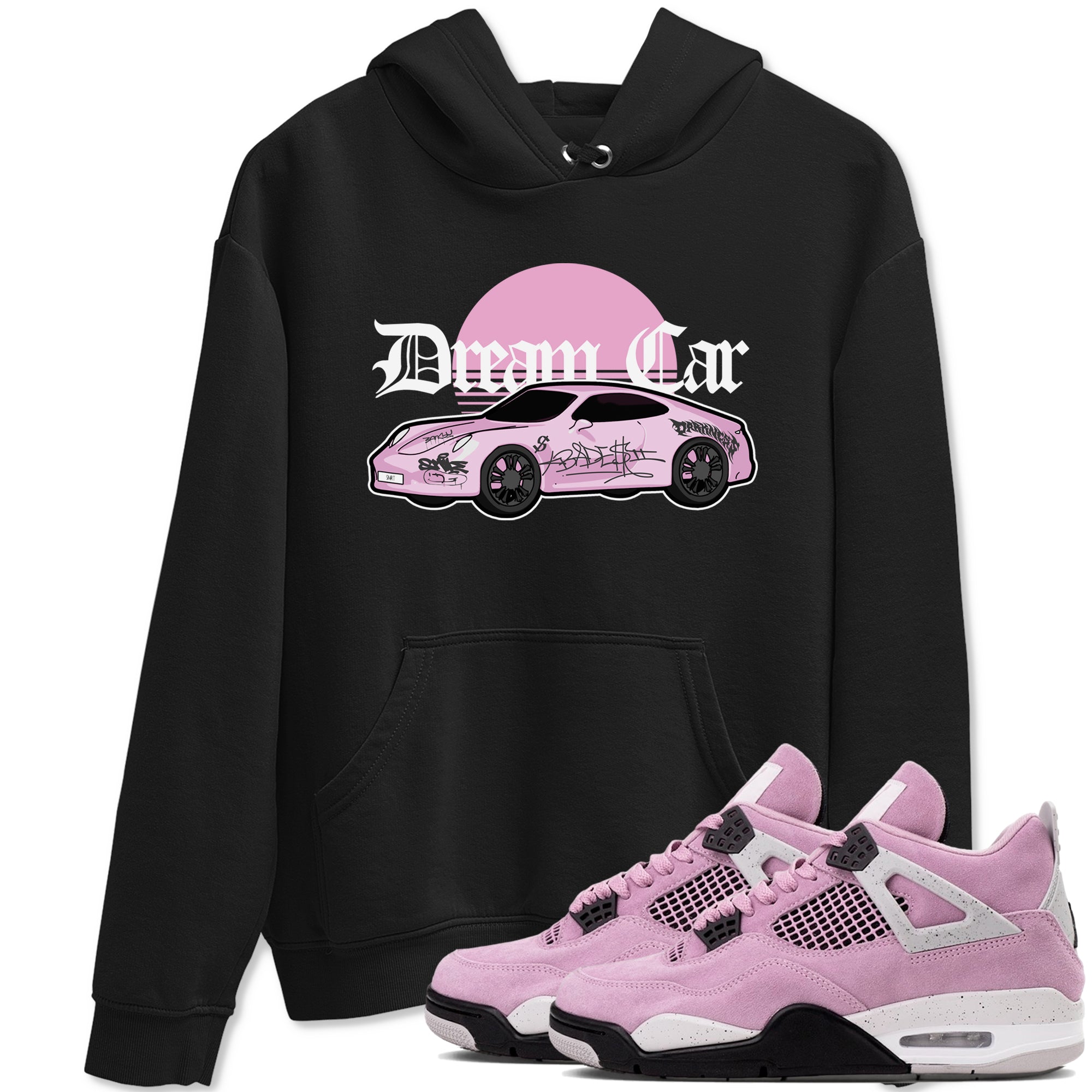 4s Retro Orchid shirts to match jordans Dream Car sneaker match tees Air Jordan 4 WMNS Orchid match shoes to clothes Drip Gear Zone unisex cotton Black 1 shirts