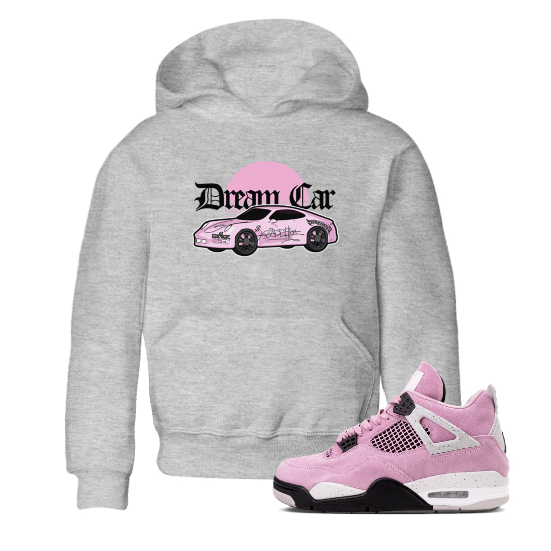 4s Retro Orchid shirts to match jordans Dream Car sneaker match tees Air Jordan 4 WMNS Orchid match shoes to clothes Drip Gear Zone Youth Baby Heather Grey 1 tee