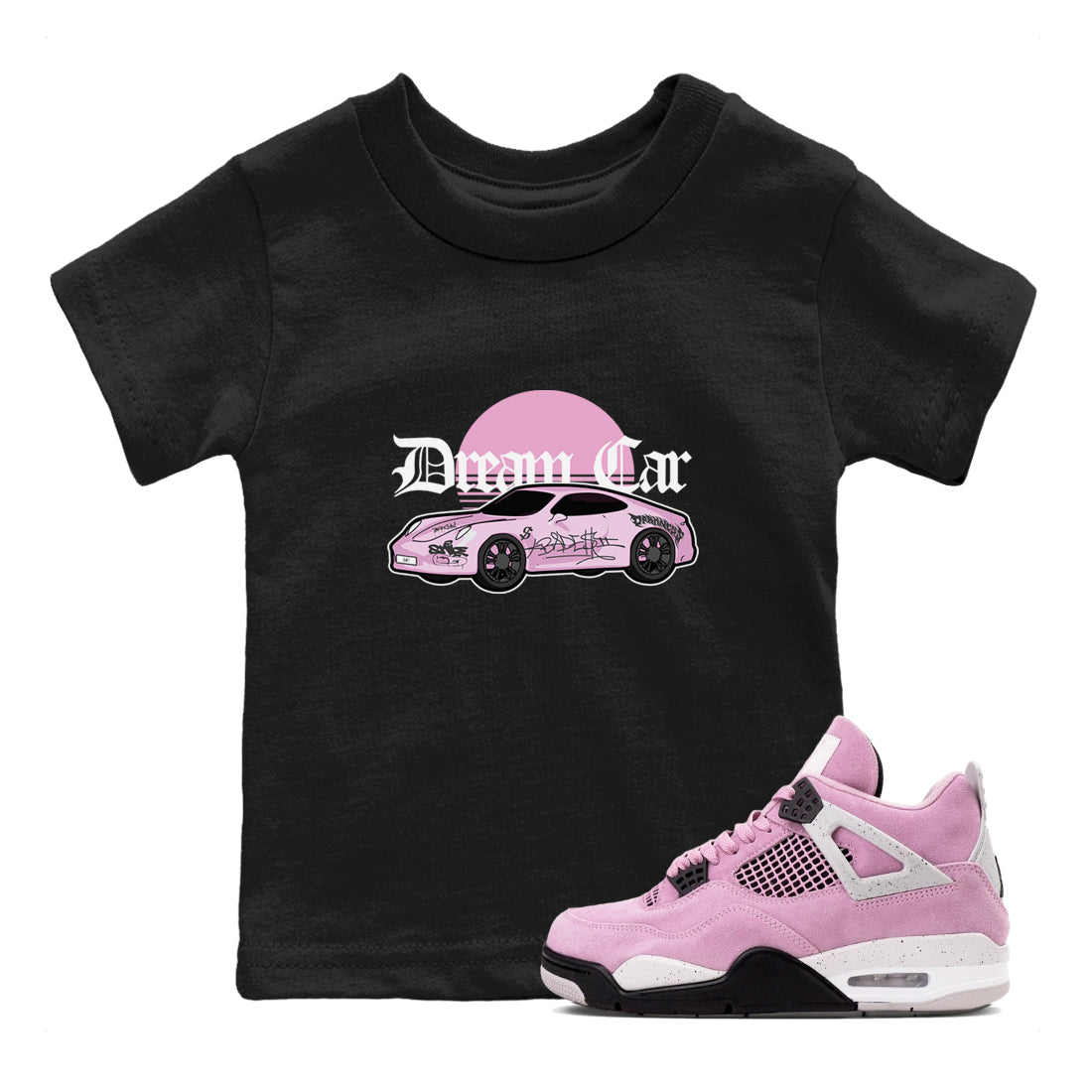 4s Retro Orchid shirts to match jordans Dream Car sneaker match tees Air Jordan 4 WMNS Orchid match shoes to clothes Drip Gear Zone Youth Baby Black 1 tee