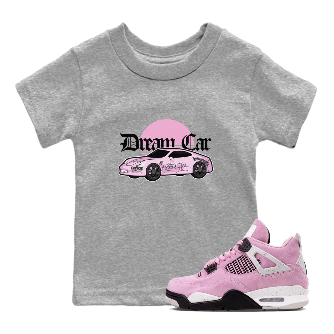 4s Retro Orchid shirts to match jordans Dream Car sneaker match tees Air Jordan 4 WMNS Orchid match shoes to clothes Drip Gear Zone Youth Baby Heather Grey 1 tee