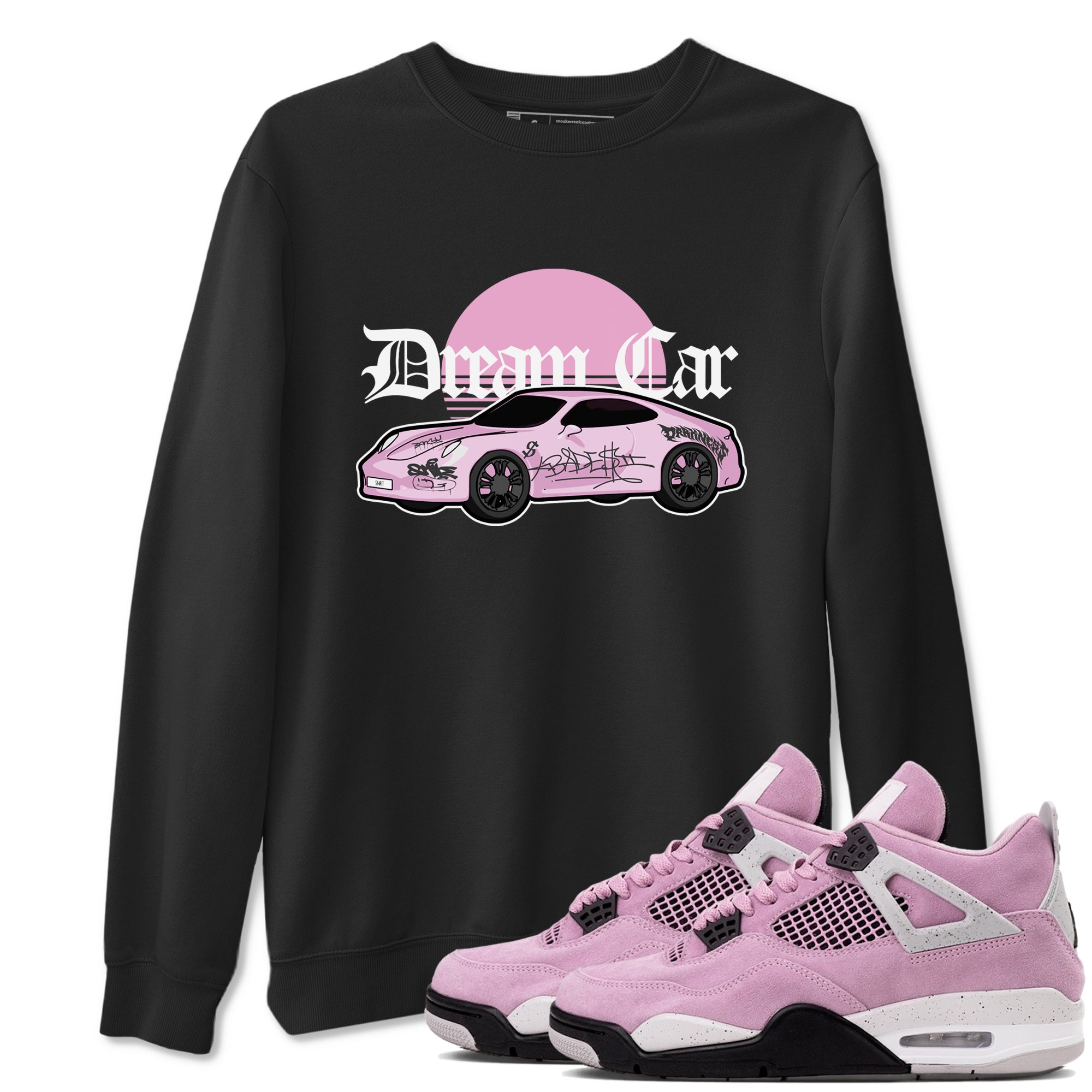 4s Retro Orchid shirts to match jordans Dream Car sneaker match tees Air Jordan 4 WMNS Orchid match shoes to clothes Drip Gear Zone unisex cotton Black 1 shirts