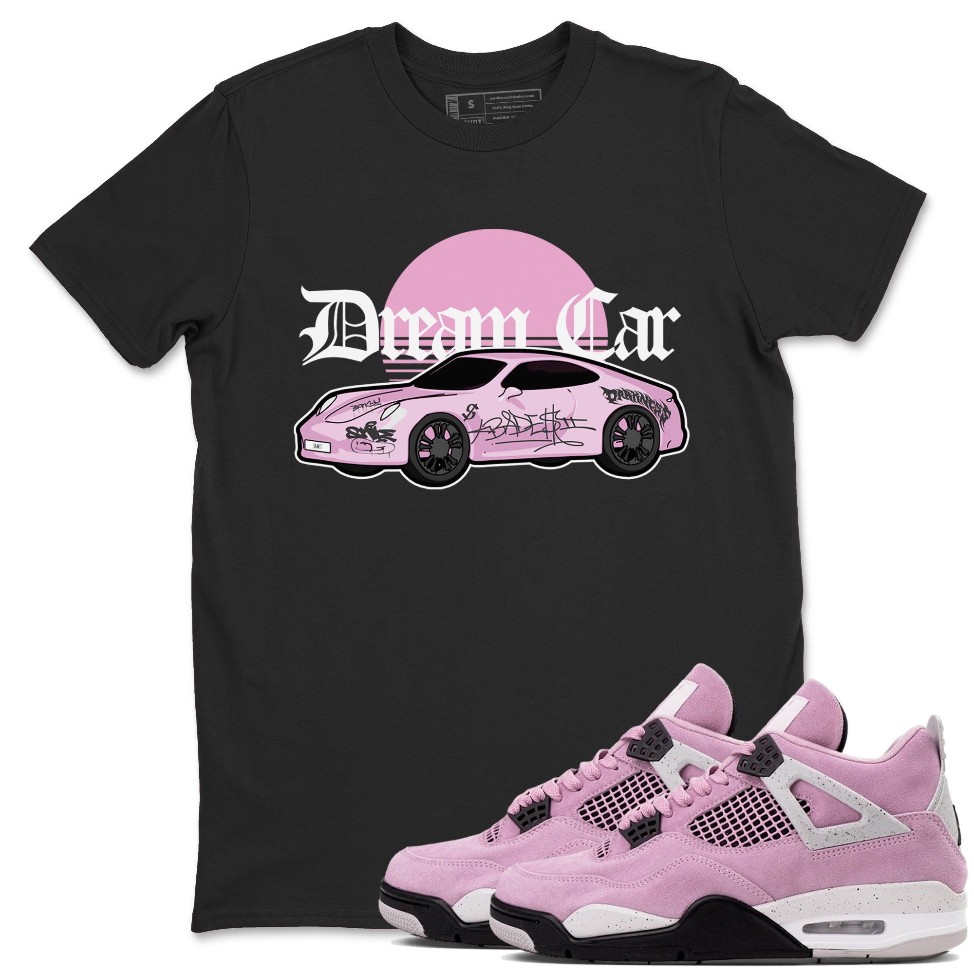 4s Retro Orchid shirts to match jordans Dream Car sneaker match tees Air Jordan 4 WMNS Orchid match shoes to clothes Drip Gear Zone unisex cotton Black 1 shirts