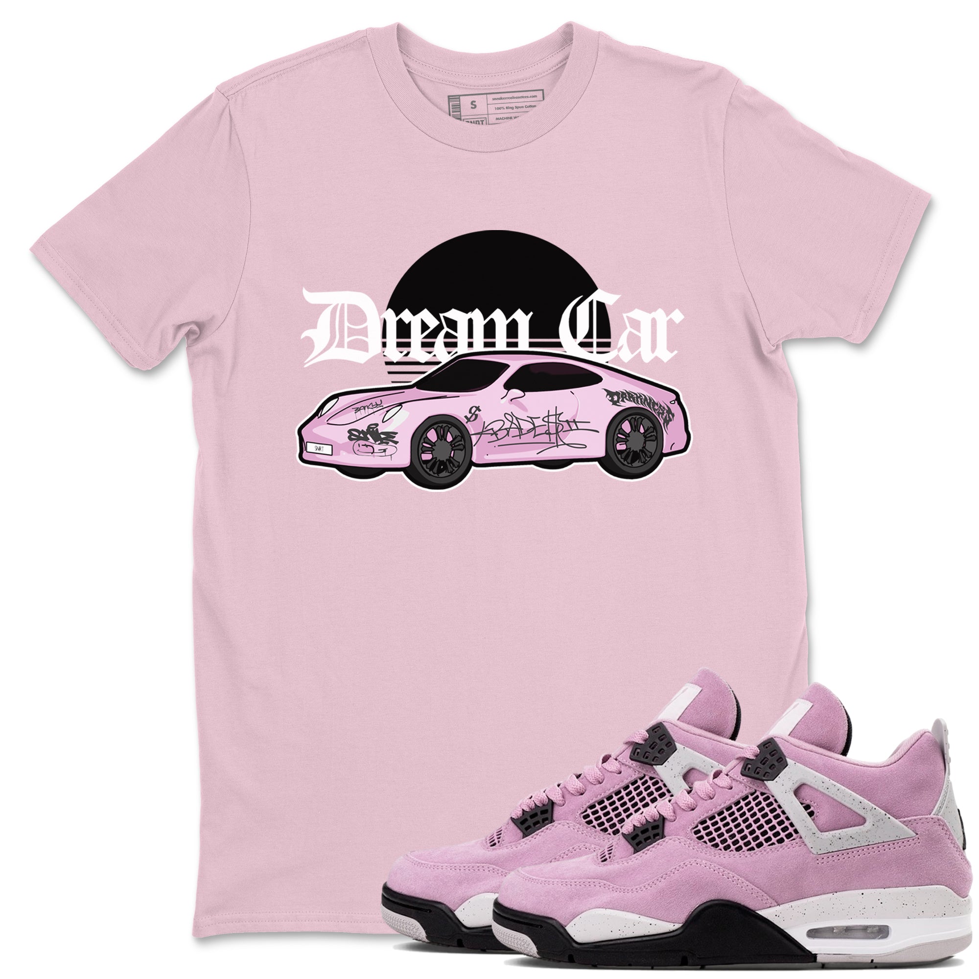 4s Retro Orchid shirts to match jordans Dream Car sneaker match tees Air Jordan 4 WMNS Orchid match shoes to clothes Drip Gear Zone unisex cotton Pink 1 shirts