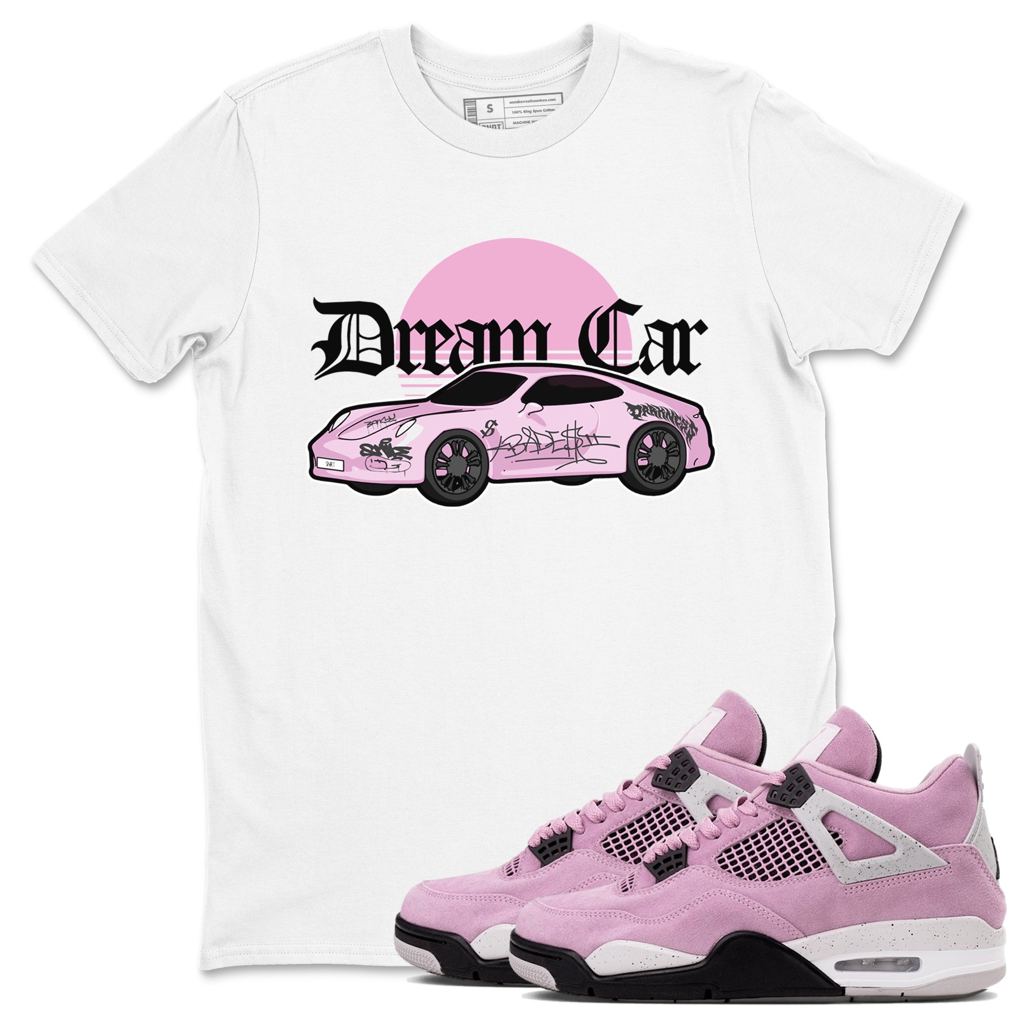 4s Retro Orchid shirts to match jordans Dream Car sneaker match tees Air Jordan 4 WMNS Orchid match shoes to clothes Drip Gear Zone unisex cotton White 1 shirts