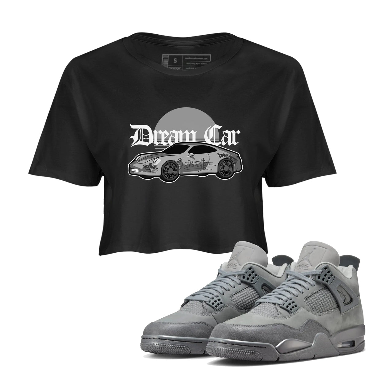 4s Wet Cement shirts to match jordans Dream Car sneaker match tees Air Jordan 4 SE Wet Cement Drip Gear Zone unisex cotton Black 1 Crop Shirts