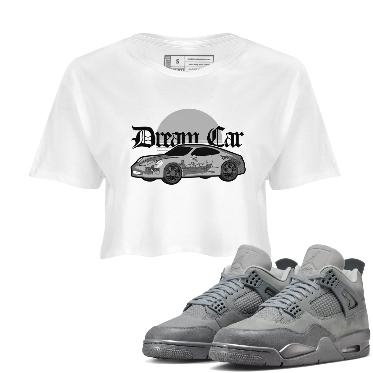4s Wet Cement shirts to match jordans Dream Car sneaker match tees Air Jordan 4 SE Wet Cement Drip Gear Zone unisex cotton White 1 Crop Shirts