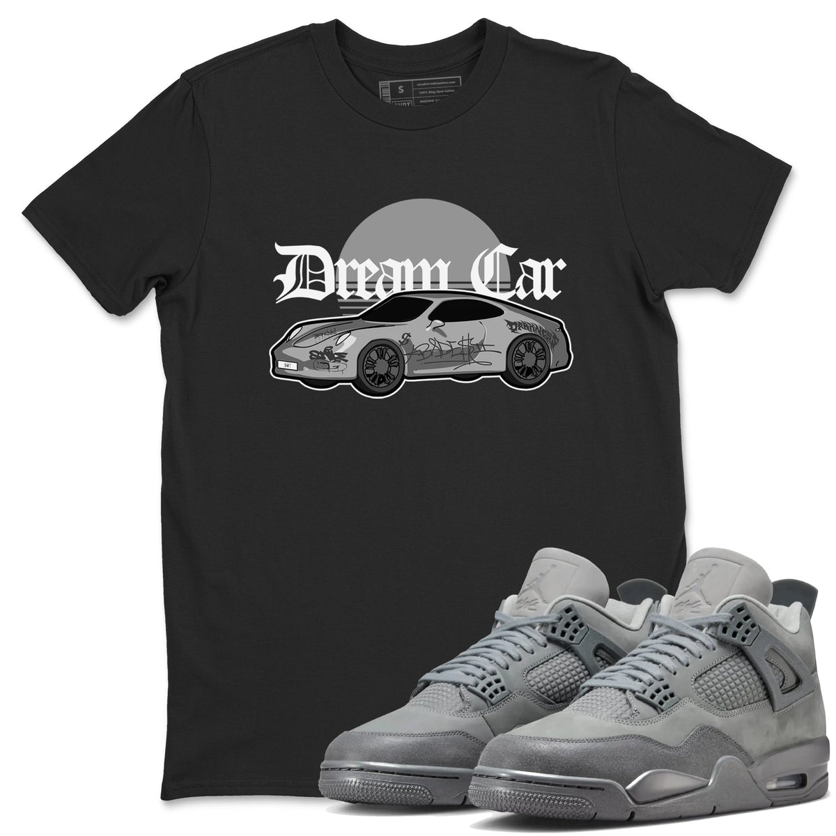 4s Wet Cement shirts to match jordans Dream Car sneaker match tees Air Jordan 4 SE Wet Cement Drip Gear Zone unisex cotton Black 1 crew neck shirts