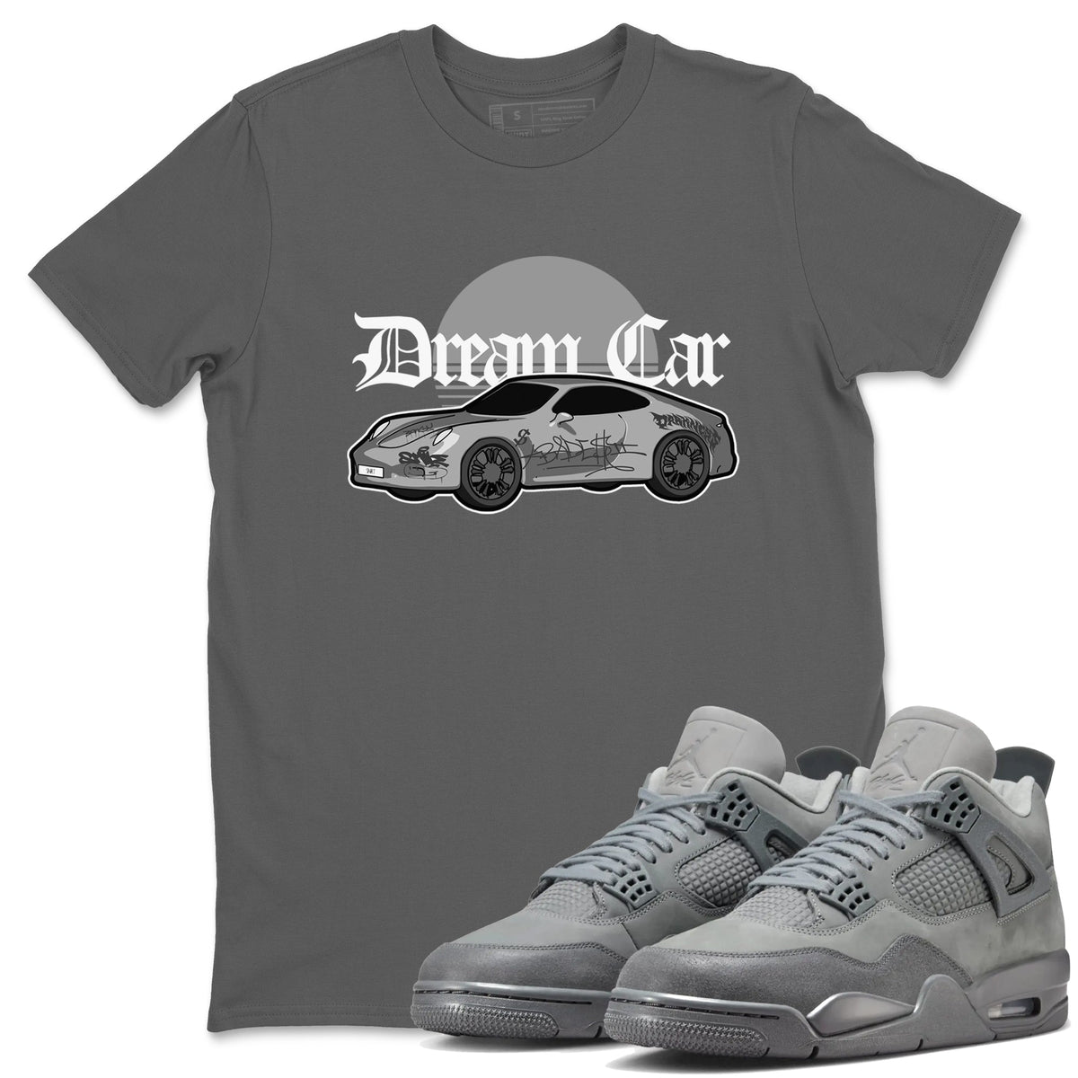 4s Wet Cement shirts to match jordans Dream Car sneaker match tees Air Jordan 4 SE Wet Cement Drip Gear Zone unisex cotton Cool Grey 1 crew neck shirts