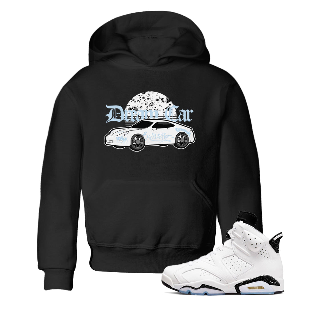 AJ6 White Black shirts to match jordans Dream Car sneaker match tees Air Jordan 6 White Black Drip Gear Zone streetwear brand Baby and Youth Black 1 cotton tee