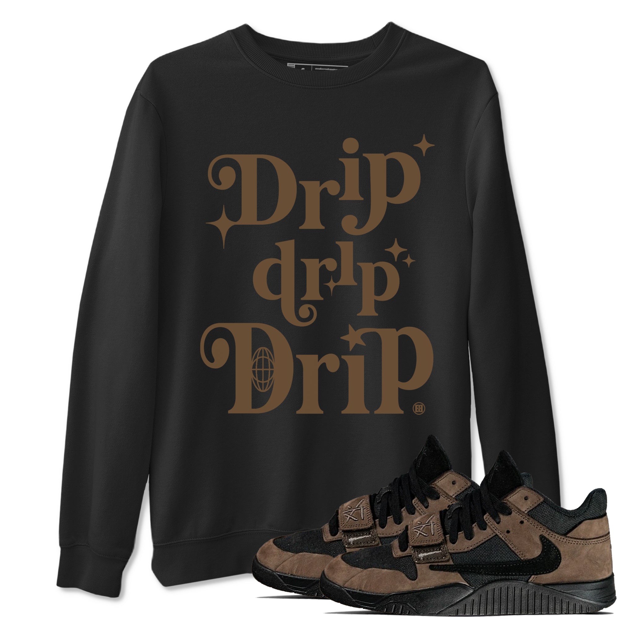 Jordan Jumpman Jack Travis Scott Dark Mocha shirts to match jordans Drip Drip Drip sneaker match tees Jordan Jumpman Jack Travis Scott Dark Mocha match shoes to clothes Drip Gear Zone unisex cotton Black 1 shirts
