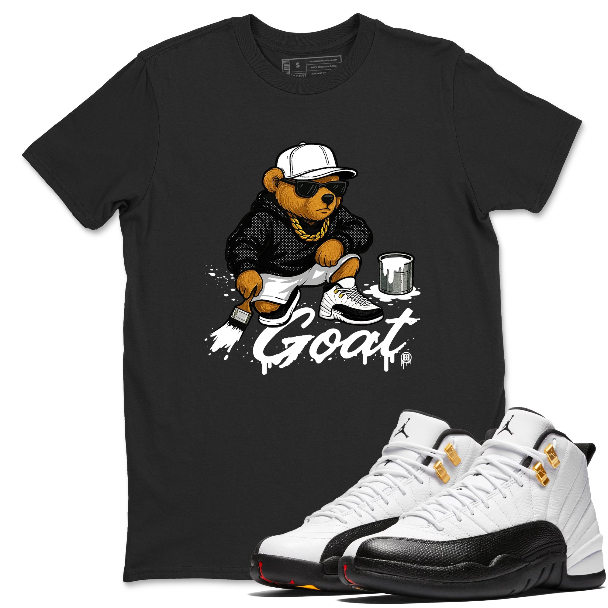 Sneaker Threads  Sneaker Tees To Match Air Jordan 12 Taxi  Drip The GOAT Graphic Tee Black 1. Perfect for Jordan releases 2025 colorways.