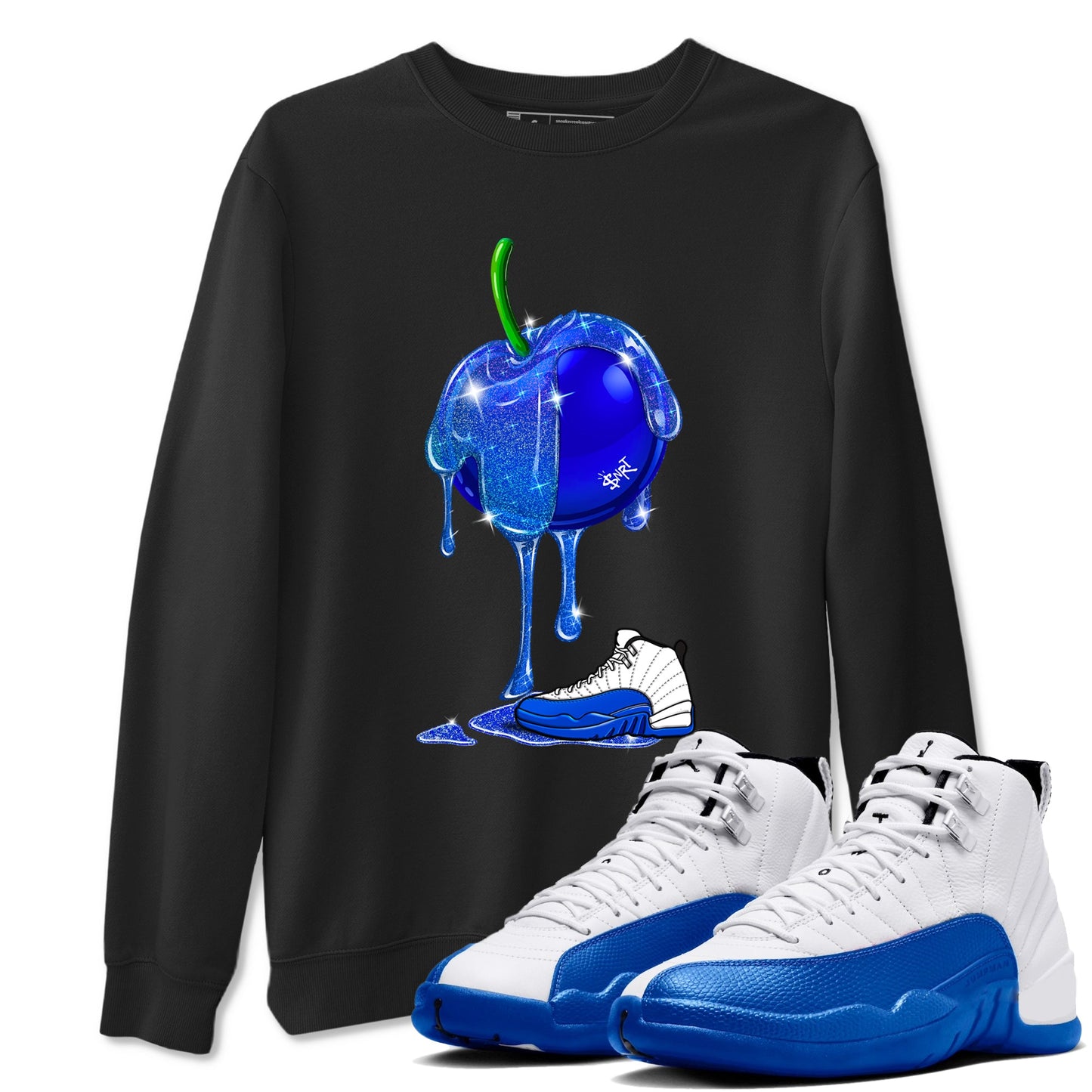 AJ12 Blueberry shirts to match jordans Dripping Blueberry sneaker match tees AJ12 Blueberry Drip Gear Zone streetwear brand Black 1 unisex cotton tee