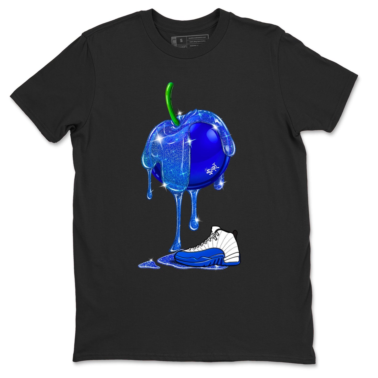 AJ12 Blueberry shirts to match jordans Dripping Blueberry sneaker match tees AJ12 Blueberry Drip Gear Zone streetwear brand Black 2 unisex cotton tee