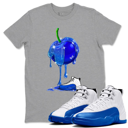 AJ12 Blueberry shirts to match jordans Dripping Blueberry sneaker match tees AJ12 Blueberry Drip Gear Zone streetwear brand Heather Grey 1 unisex cotton tee